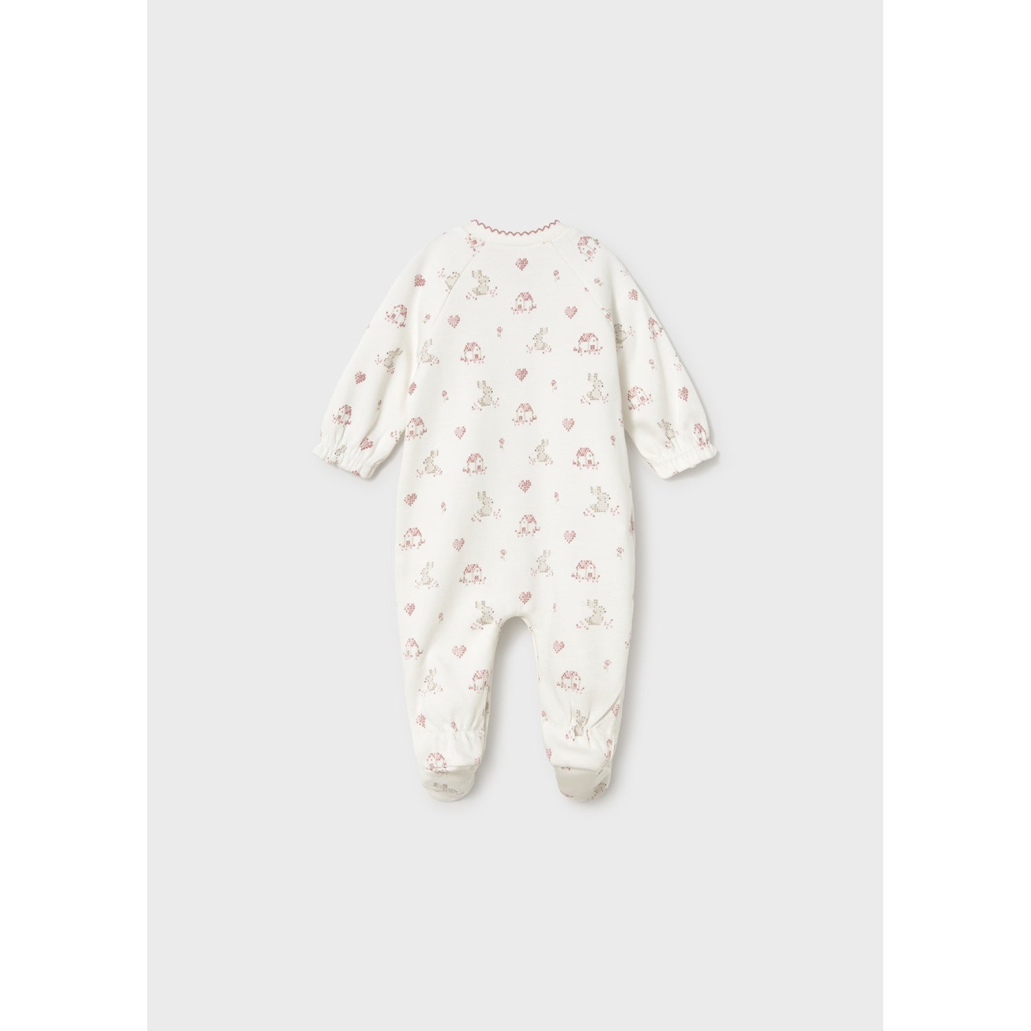 White Cross Stitch Bunny Footie