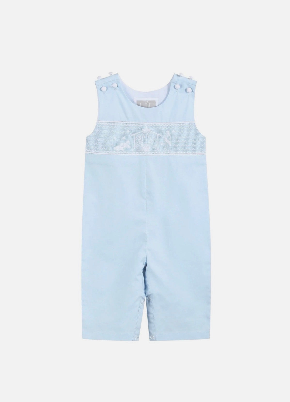 Light Blue Nativity Smocked Overalls