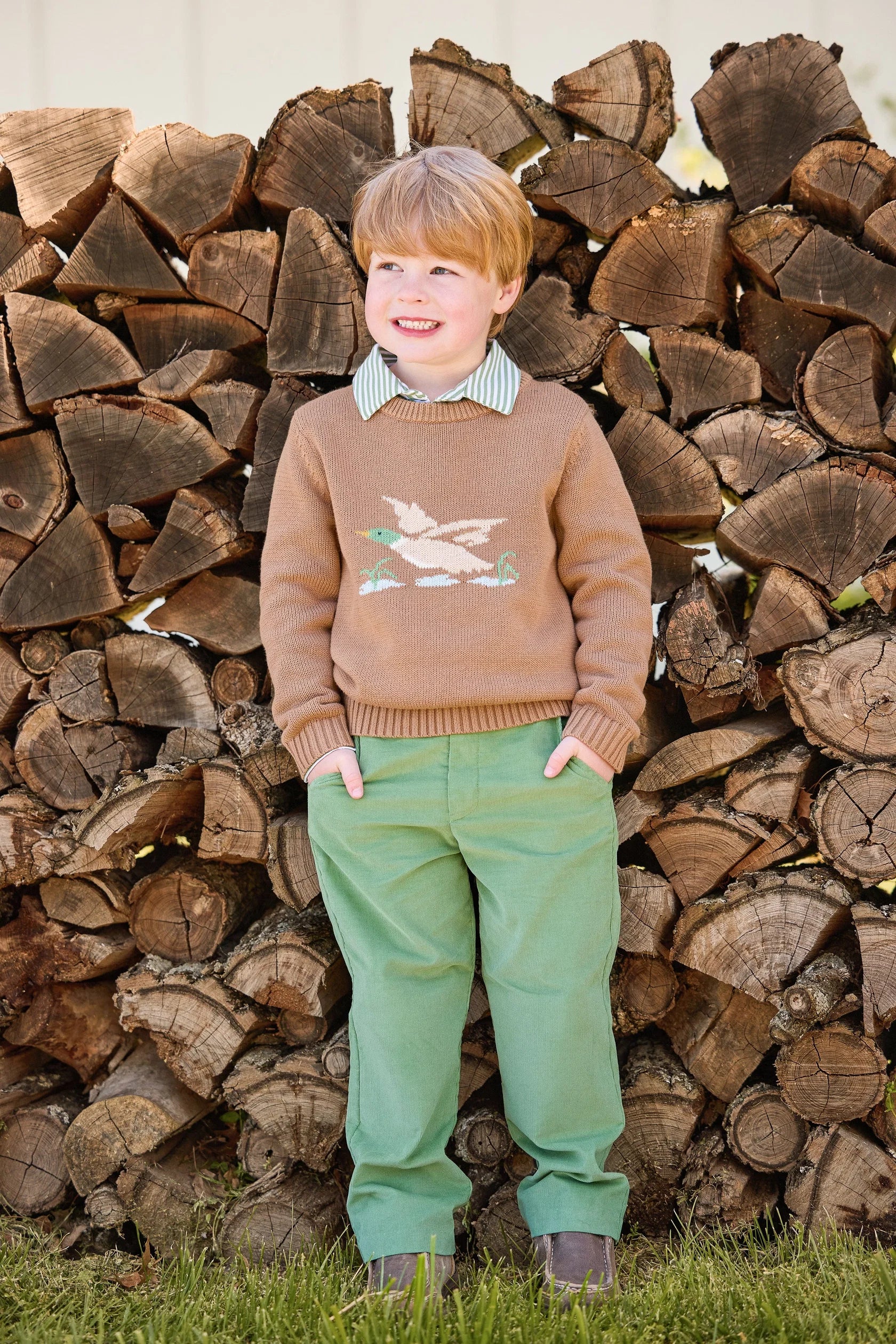 Watercress Stripe Long Sleeve Polo