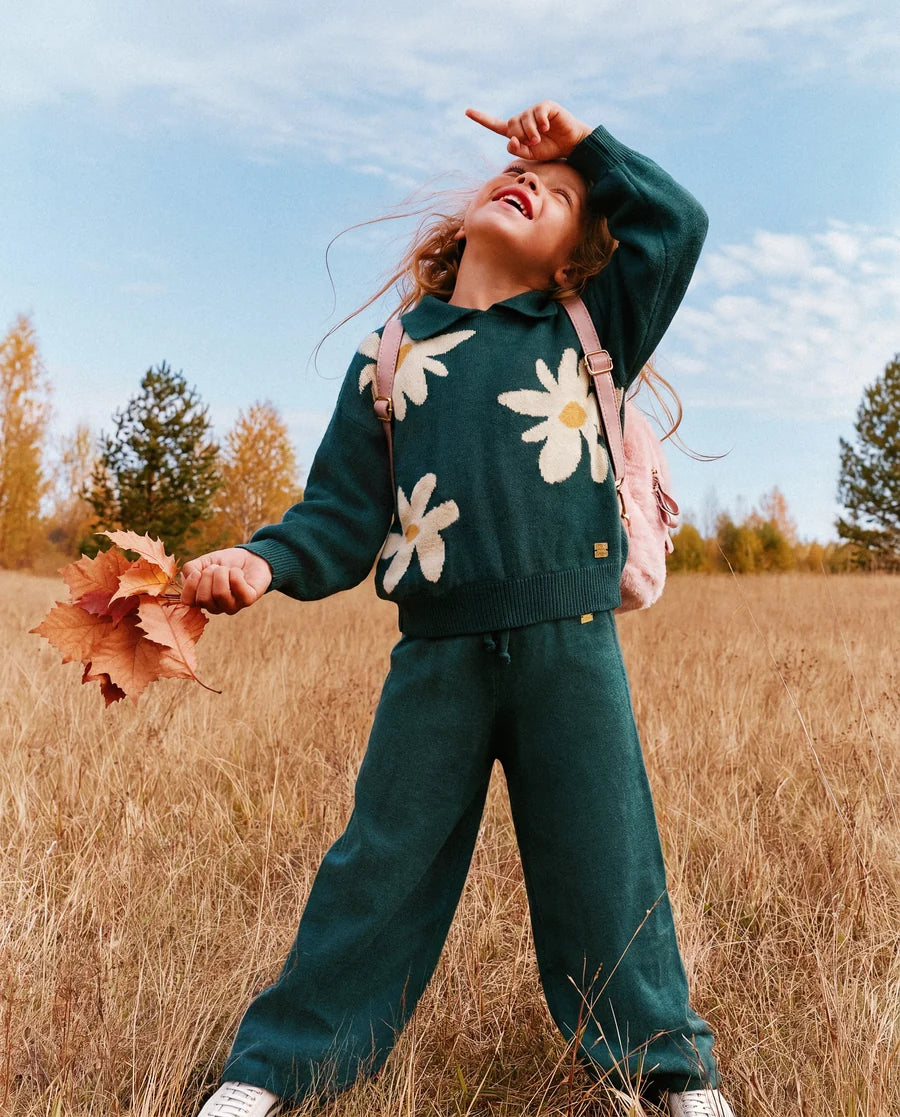 Green Collared Daisy Sweater
