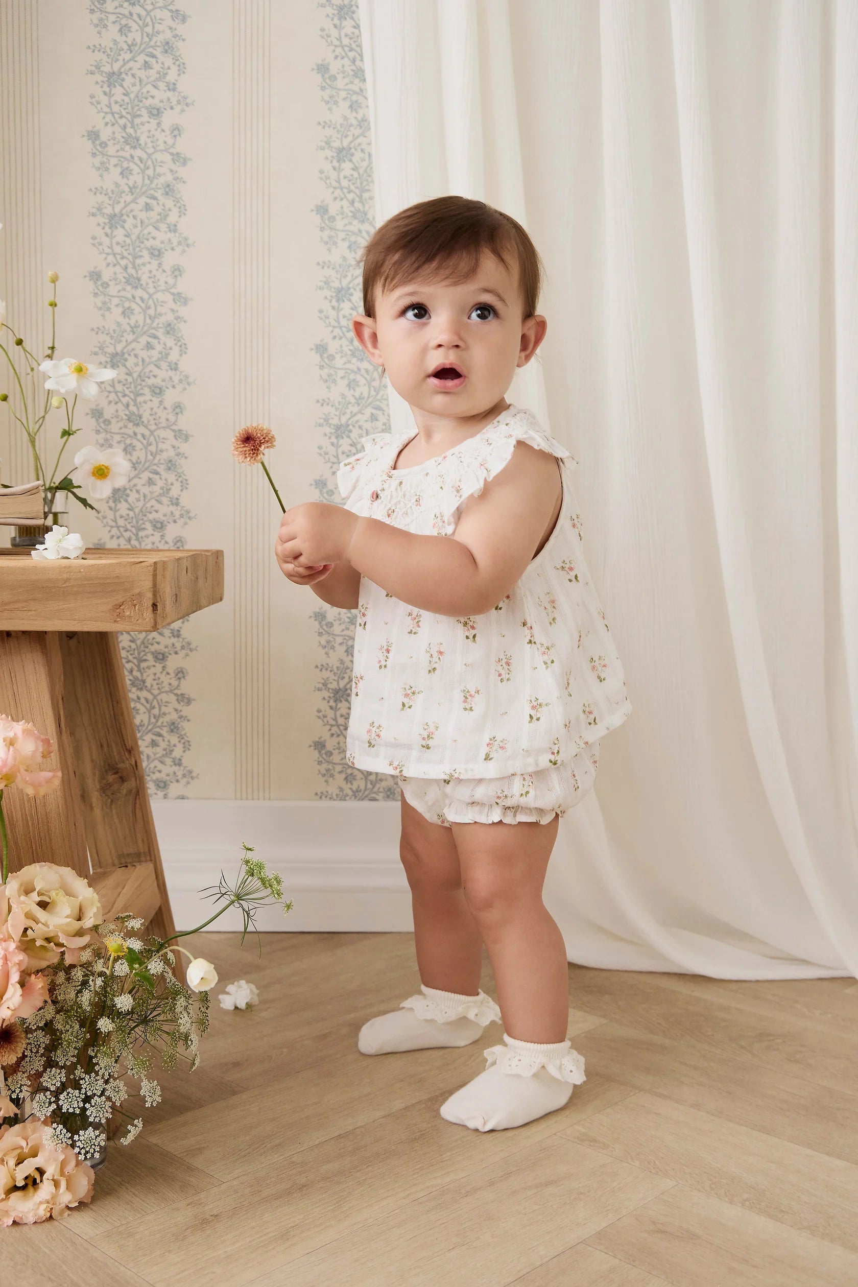 Josepha Egret Floral Top and Bloomer Set