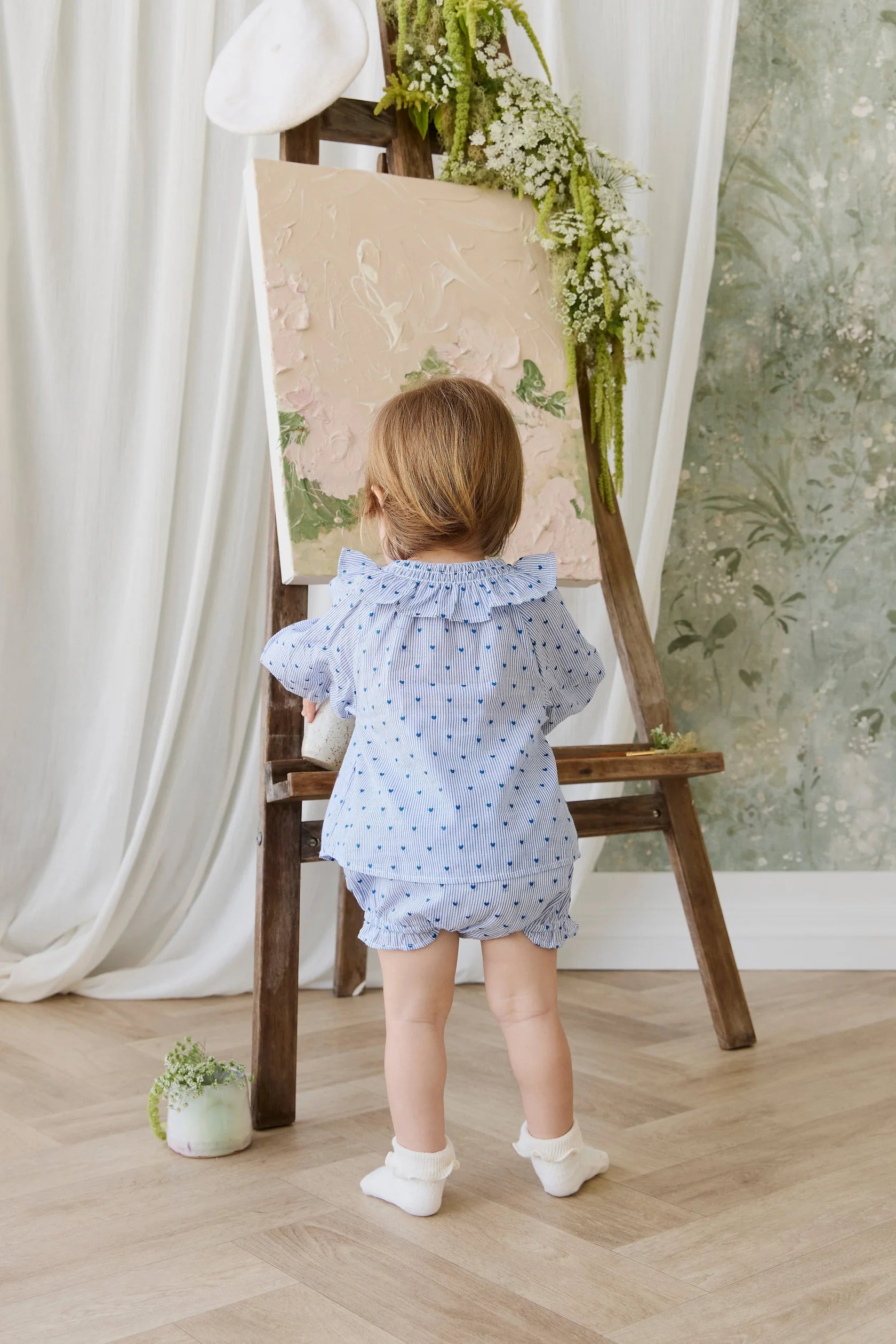 Indigo Stripe Bellamy Blouse and Bloomer Set