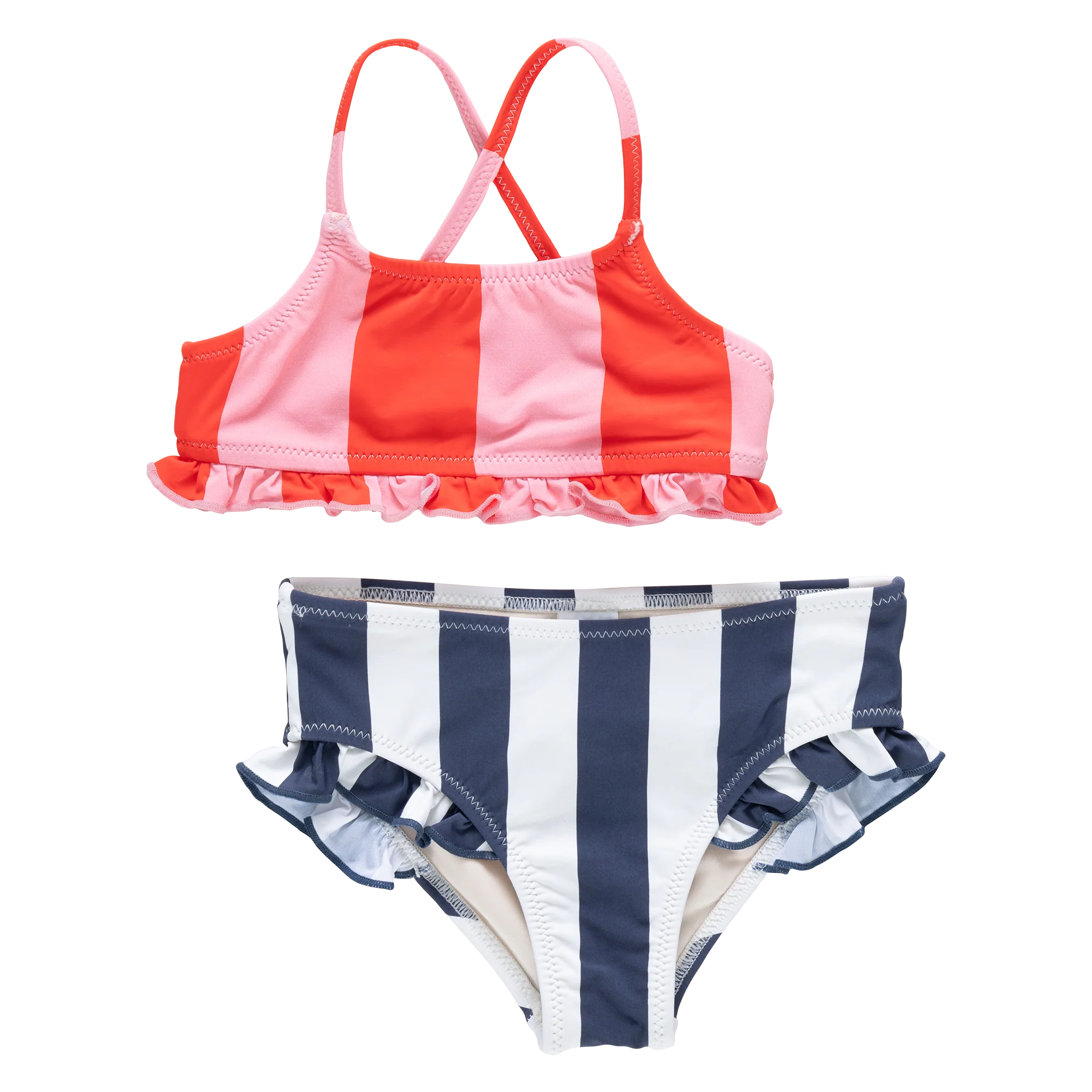 Wide Pink and Red Stripe Arabella Bikini