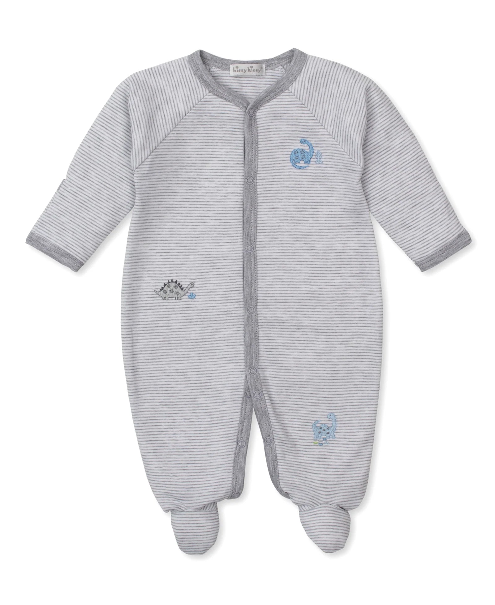 Grey Stripe Emb Dinosaur Era Footie