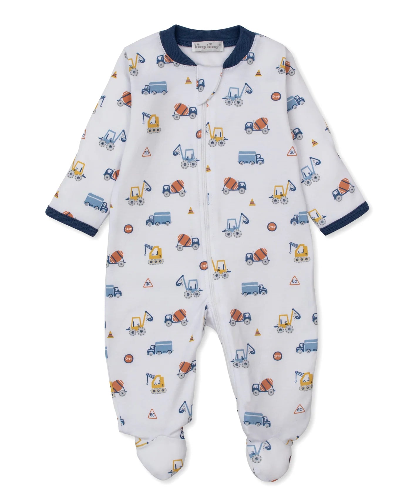 Navy Trim Construction Roadwork Zip Footie