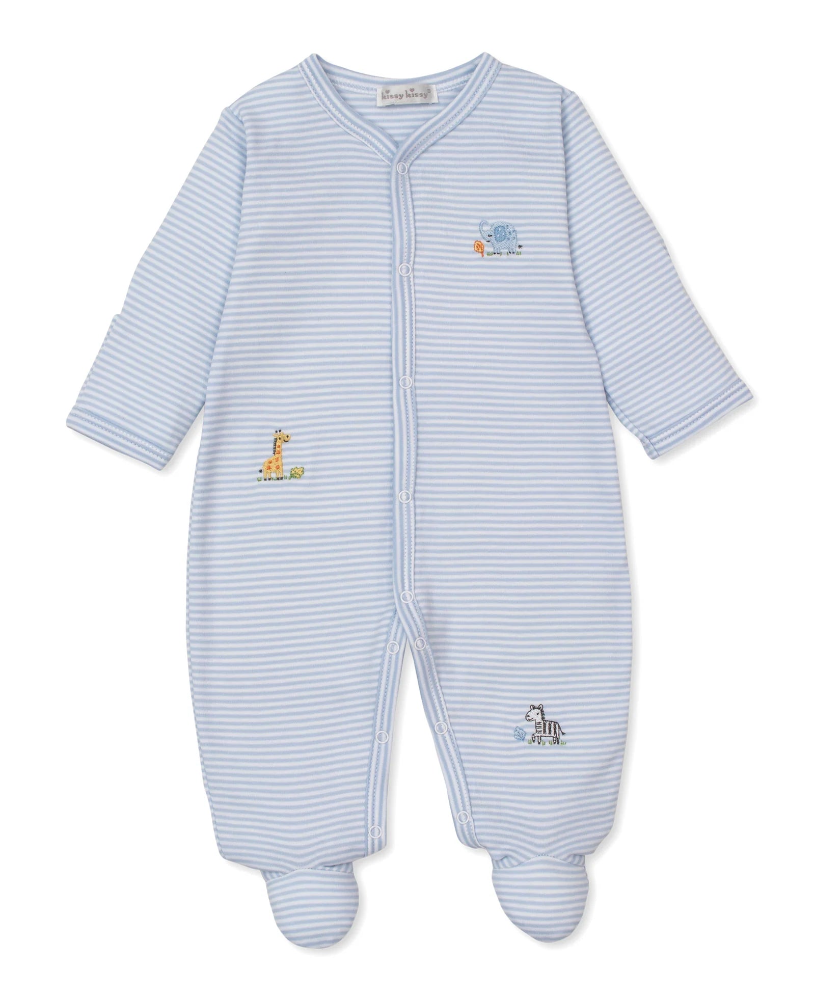 Light Blue Stripe Emb Safari Brunch Footie