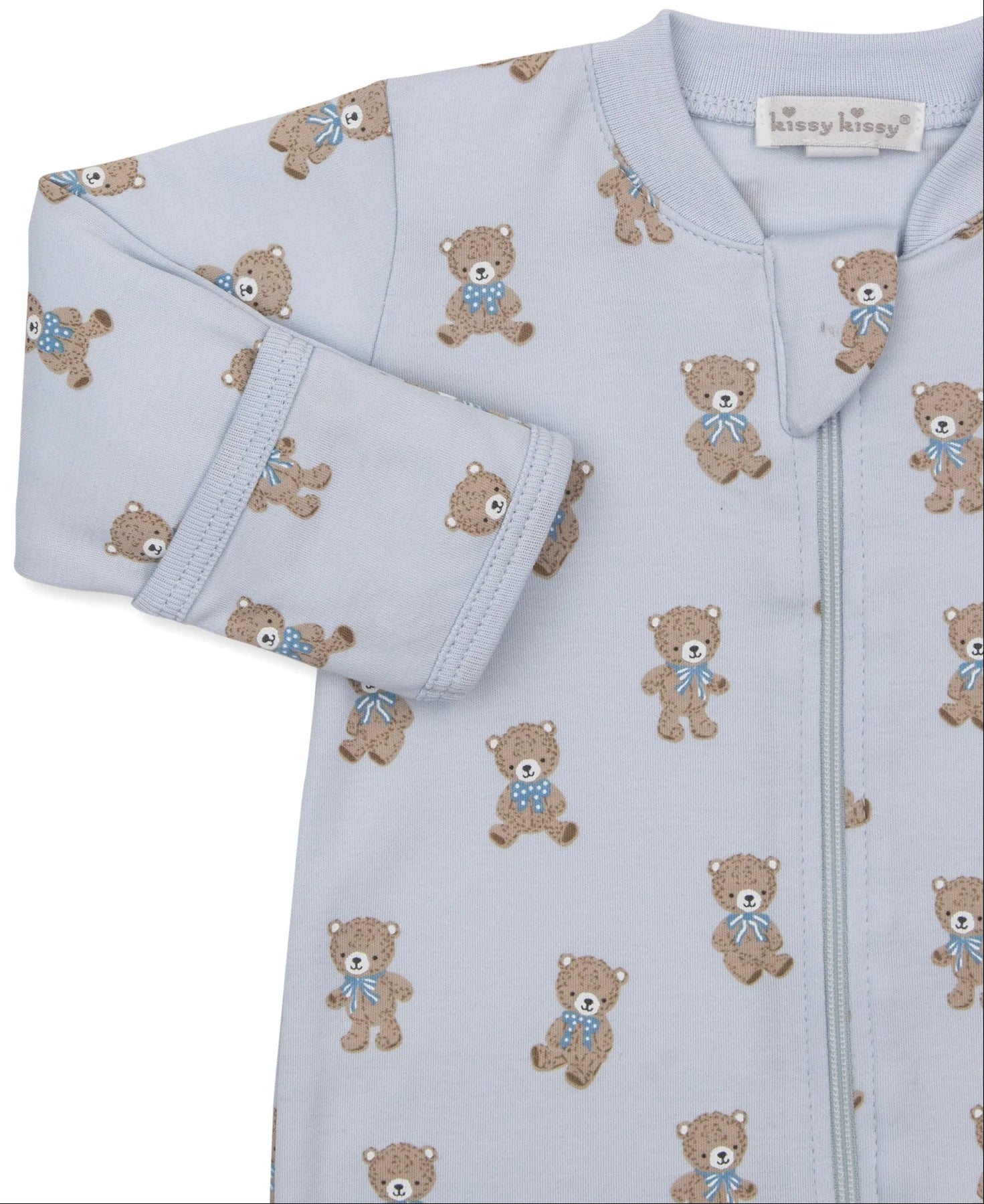 Kissy Blue Teddy Bear Club Zipper Footie
