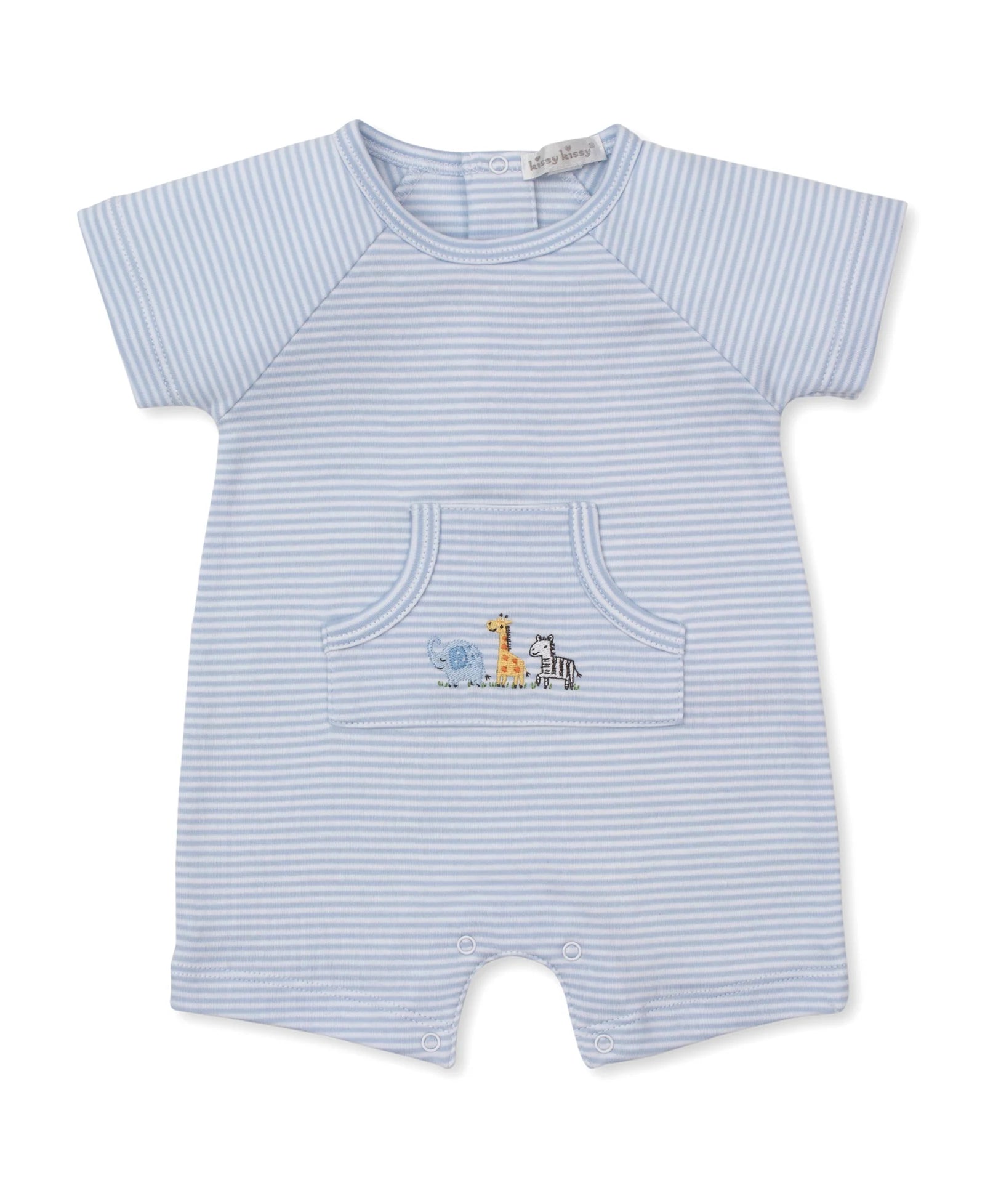 Light Blue Stripe Emb Safari Brunch Playsuit