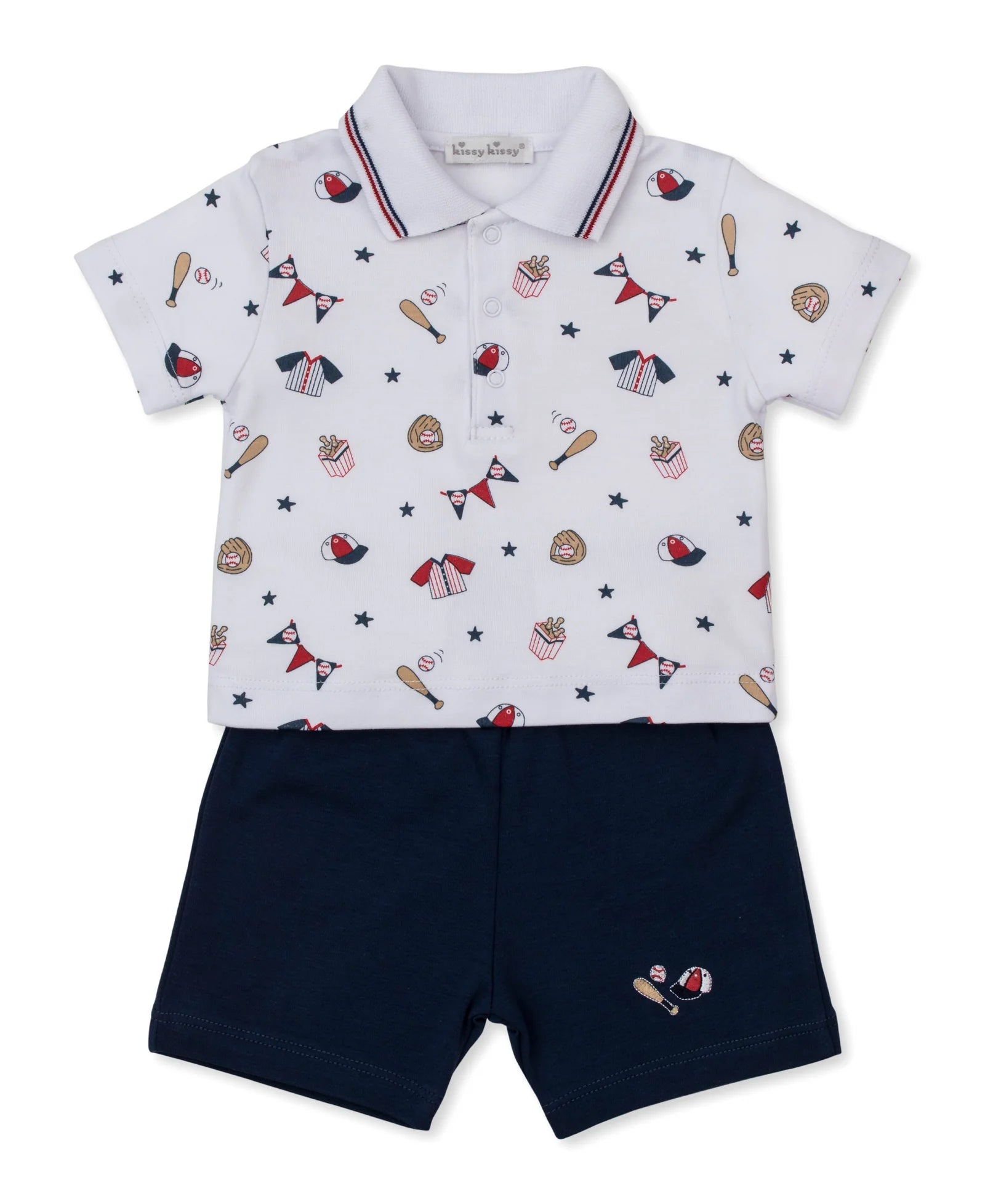 White Fly Ball Polo & Navy Short Set