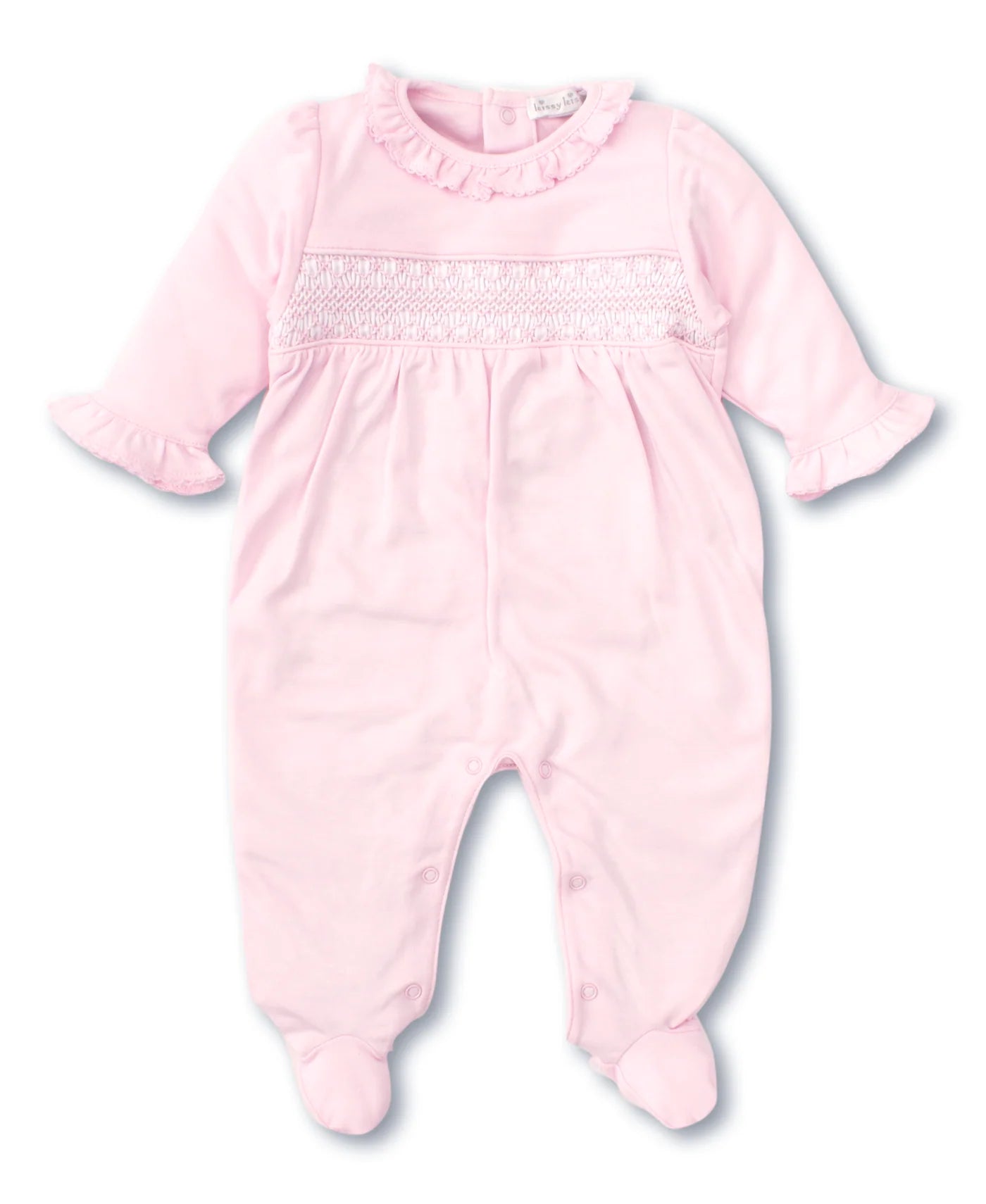 Kissy Pink Charmed Footie w/ Hand Smocking
