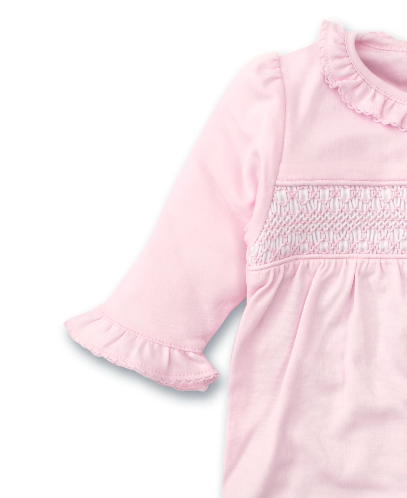 Kissy Pink Charmed Footie w/ Hand Smocking