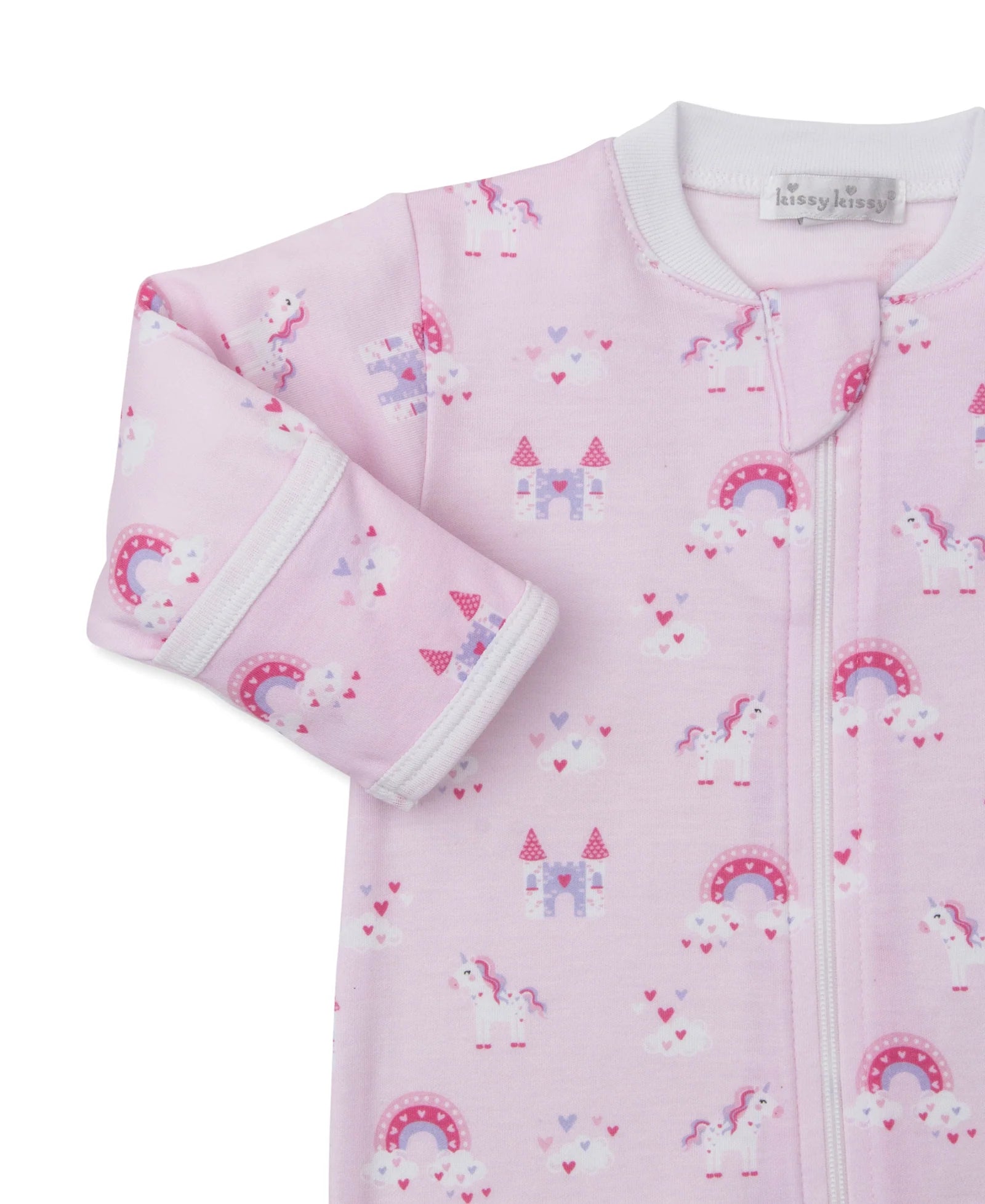 Pink Unicorn Dreamland Print Zip Footie