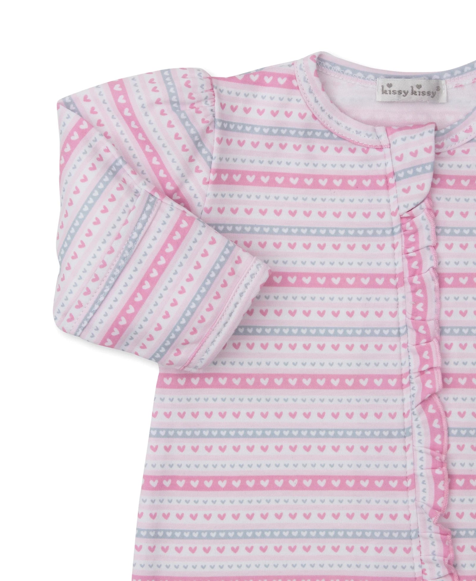 Pink Baby Elephant Hearts Striped Footie