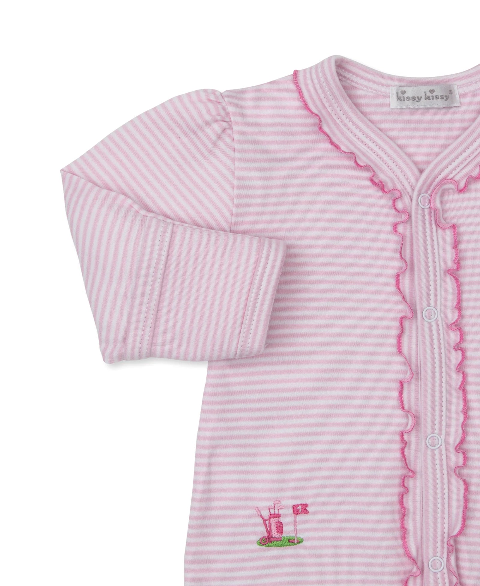 Pink Stripe Emb Golf Champ Footie