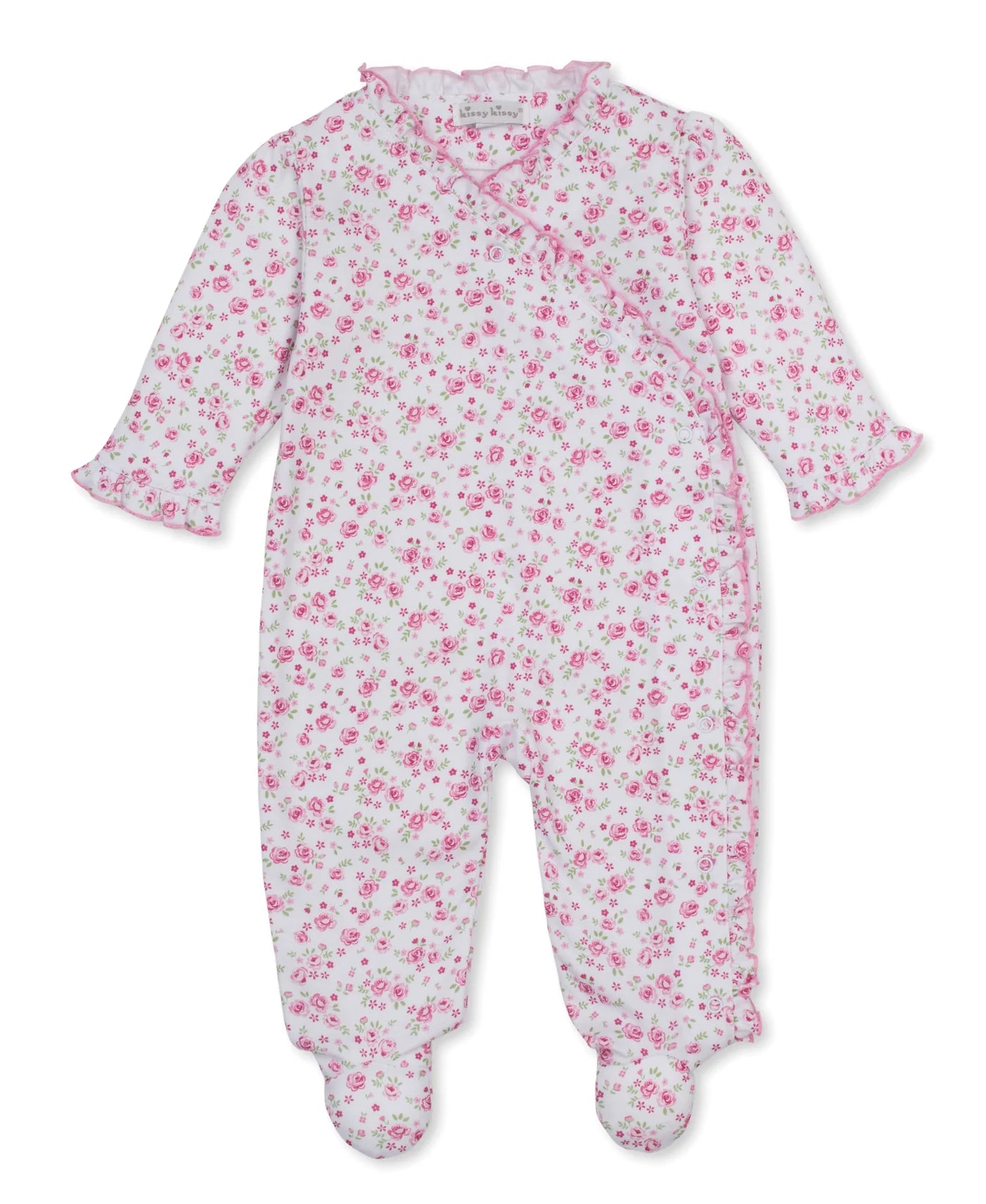 Kissy Pink Cottage Roses Footie