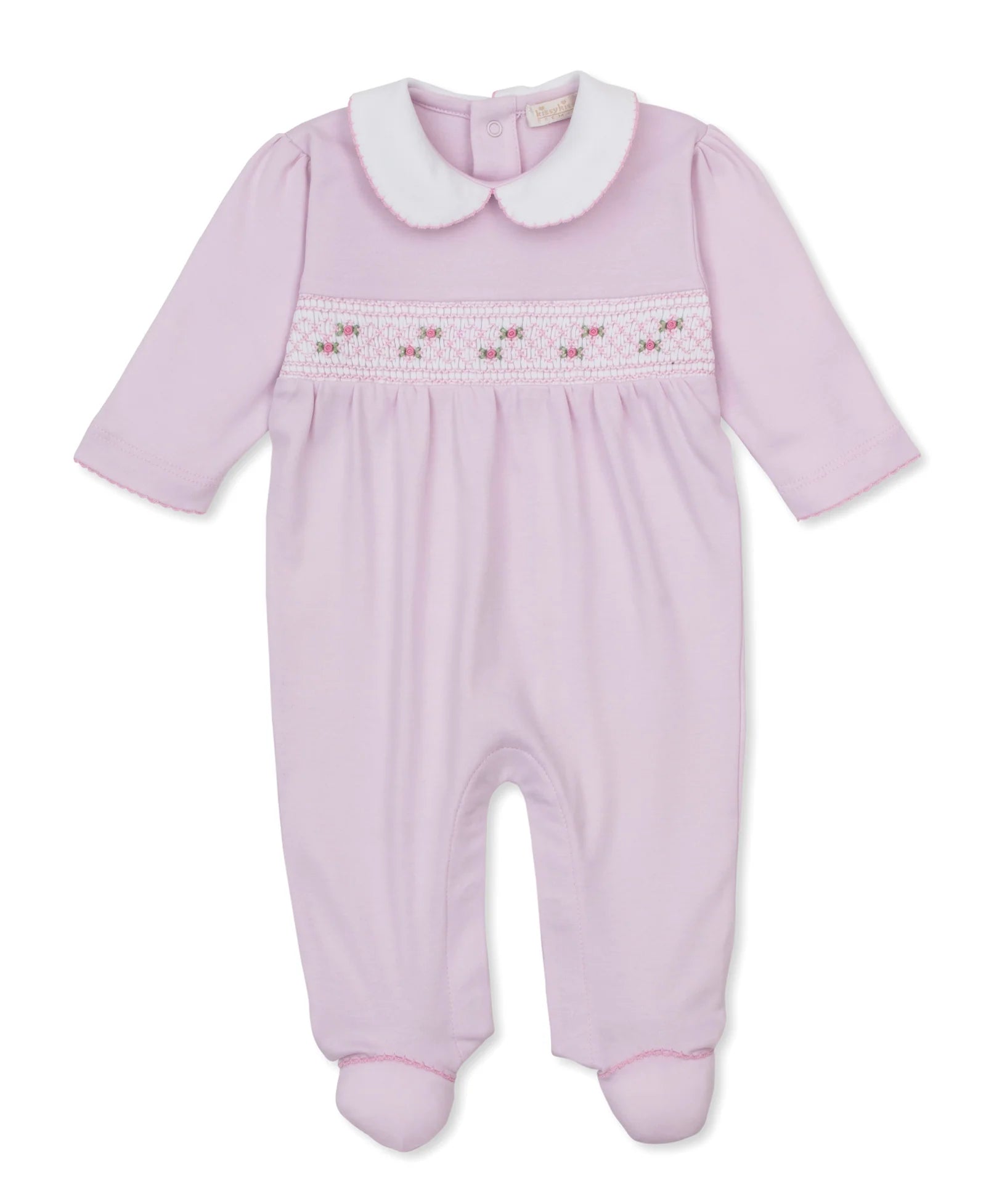 Kissy Pink Fall Footie w/ Hand Smocking