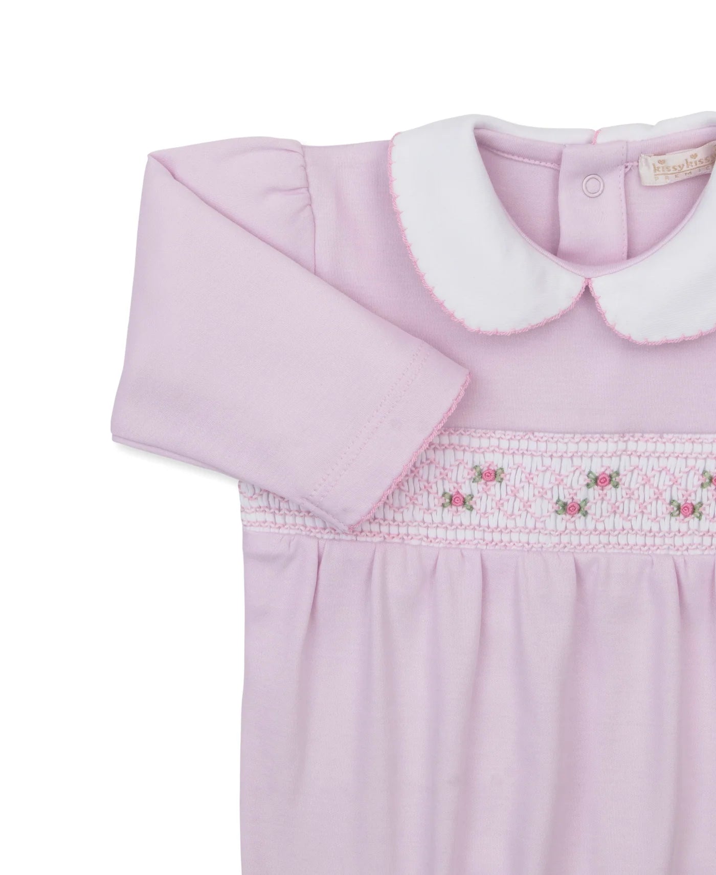 Kissy Pink Fall Footie w/ Hand Smocking
