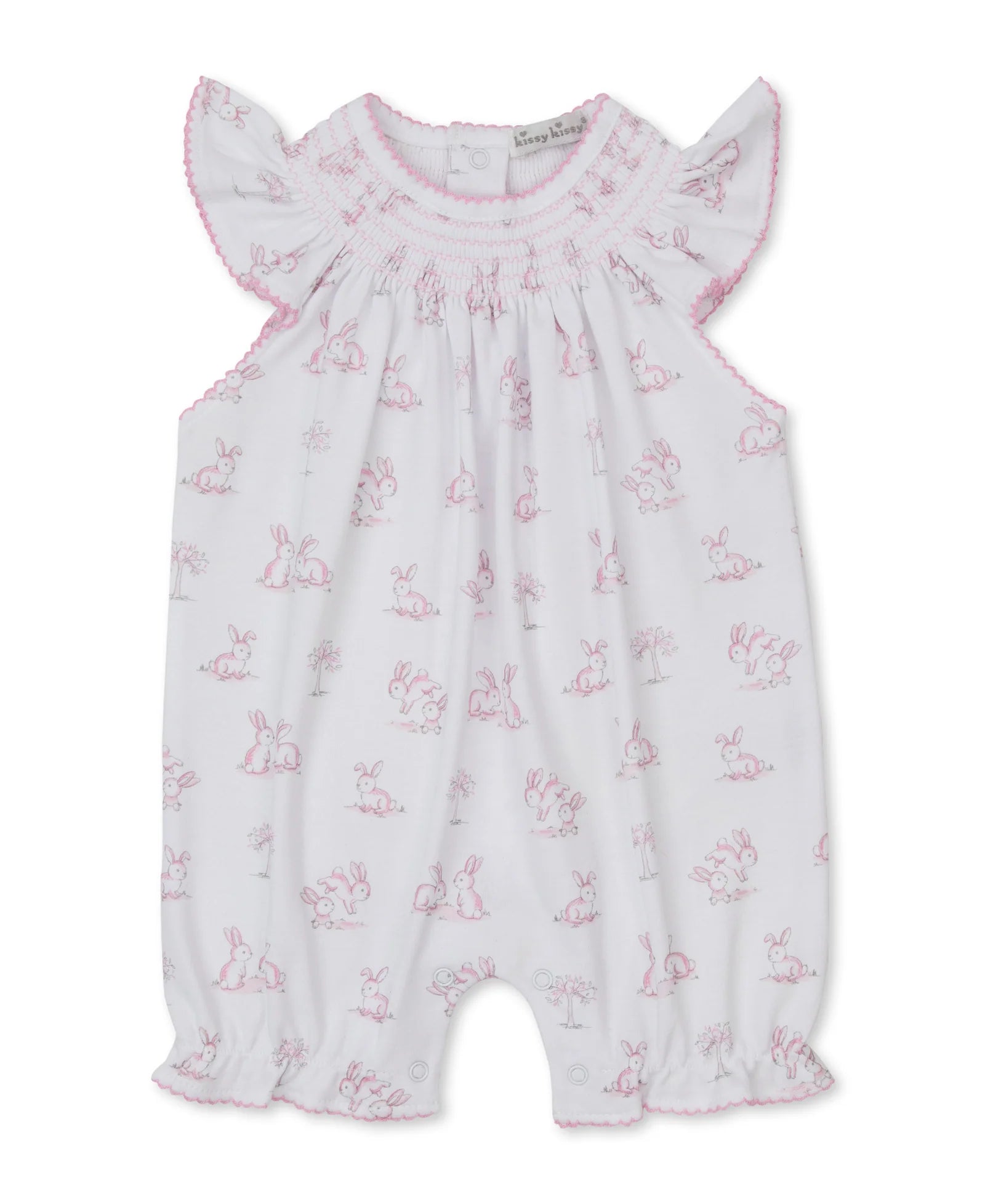 Pink Springtime Bunny Fun Hand Emb Playsuit