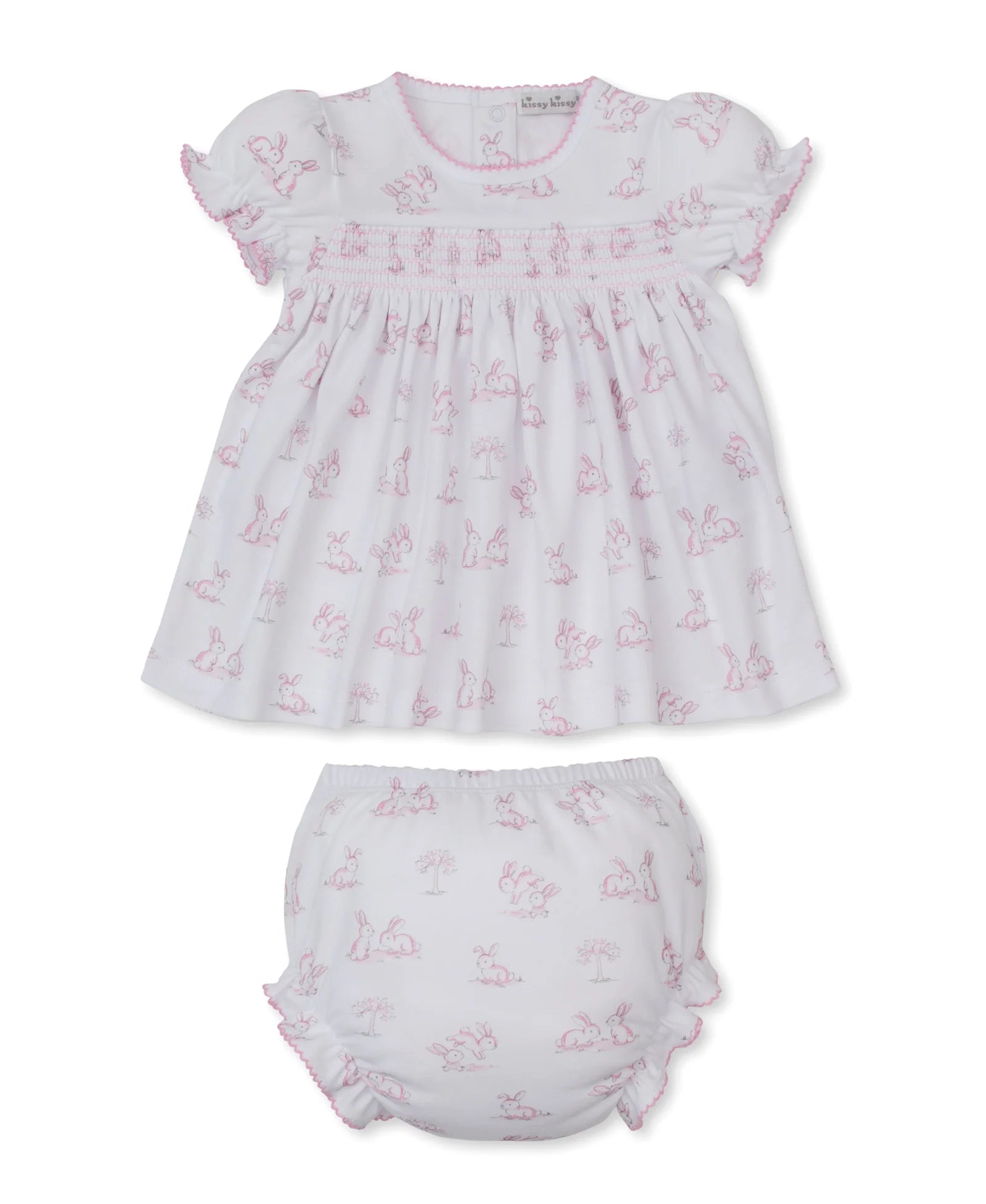 Pink Springtime Bunny Fun Smocked Dress Set