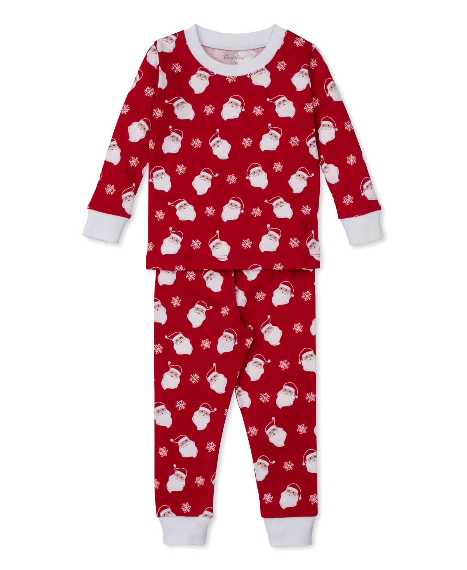 Red Smiling Santas Print LS PJ Set