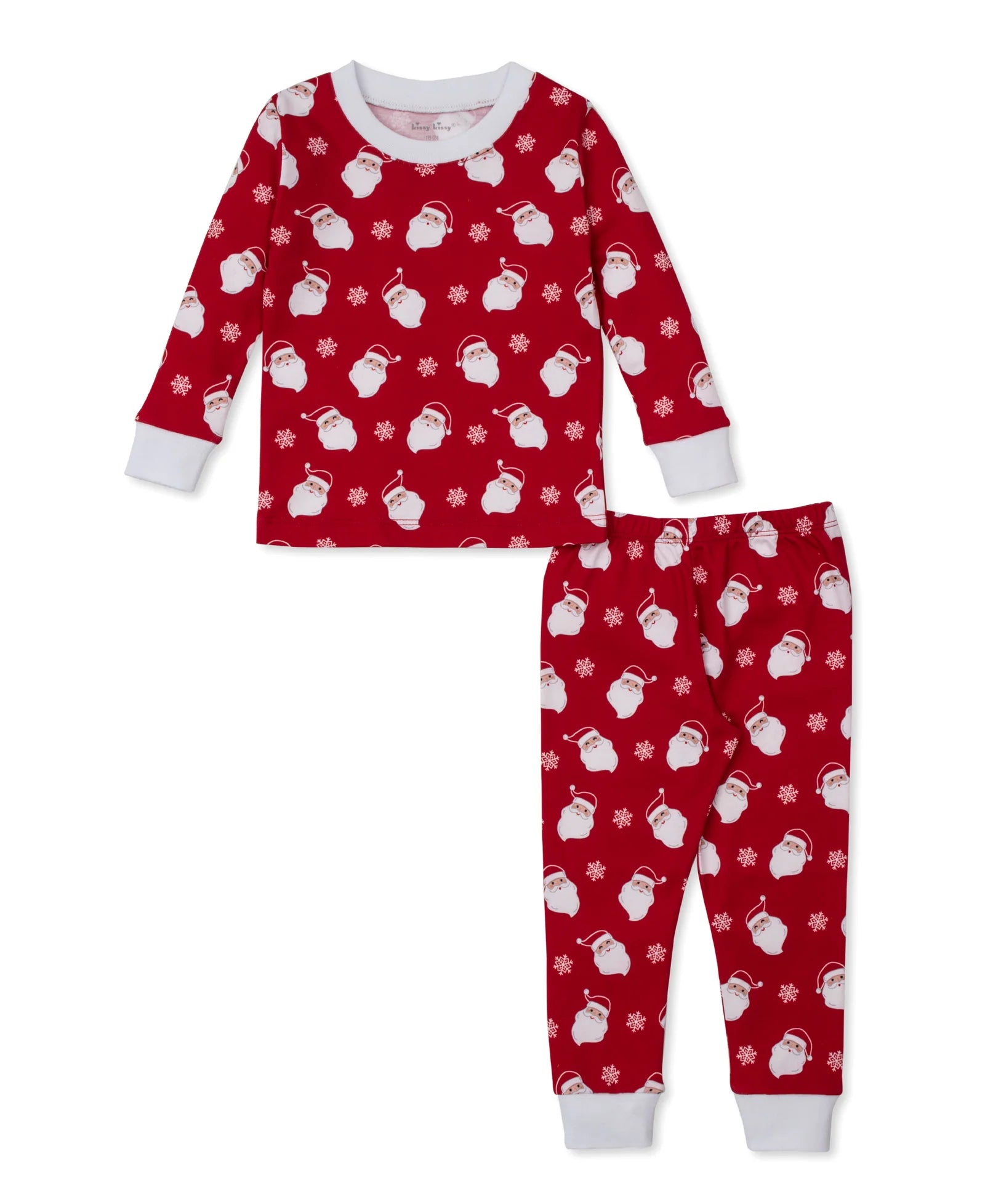 Red Smiling Santas Print LS PJ Set
