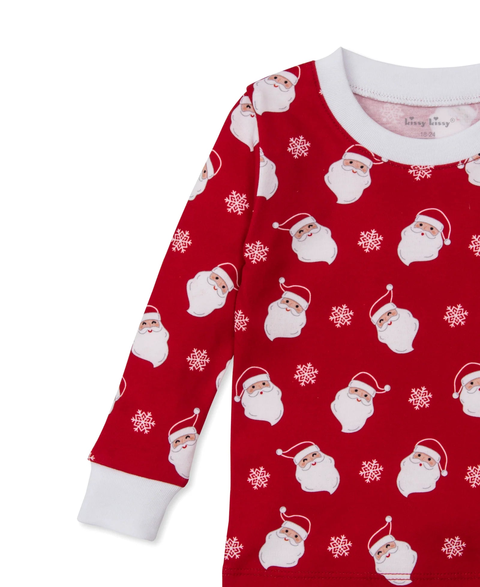 Red Smiling Santas Print LS PJ Set