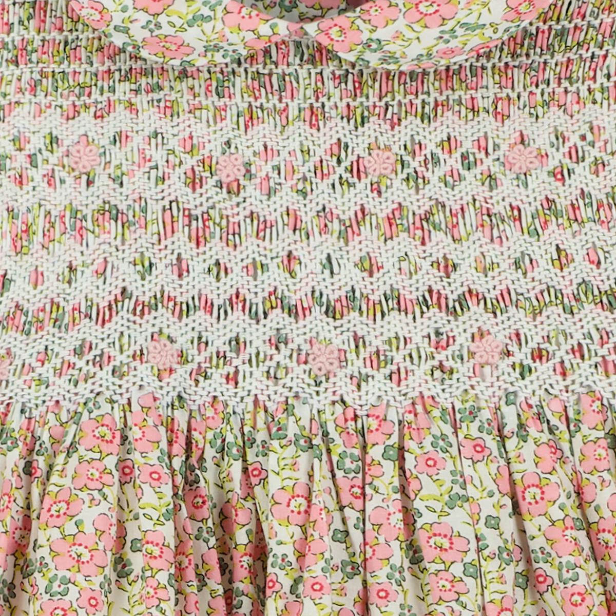 Kew Dress (LS Peach/Green Floral w Collar)