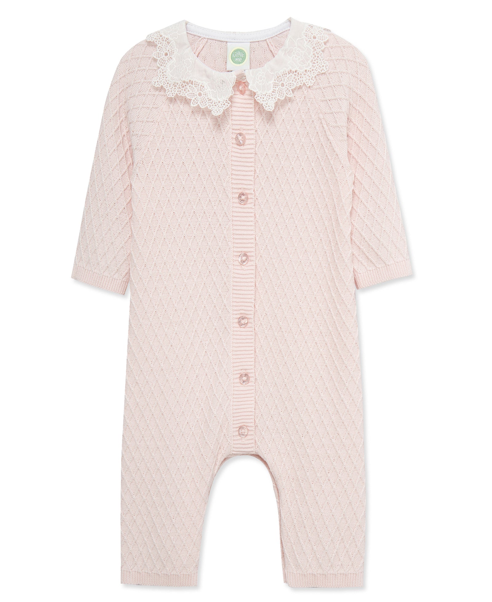 Pink Lattice Lace Coverall