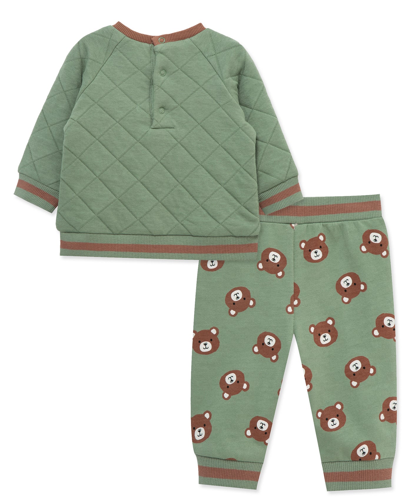 Sage Quilted Bear Sweatshirt & Print Pant