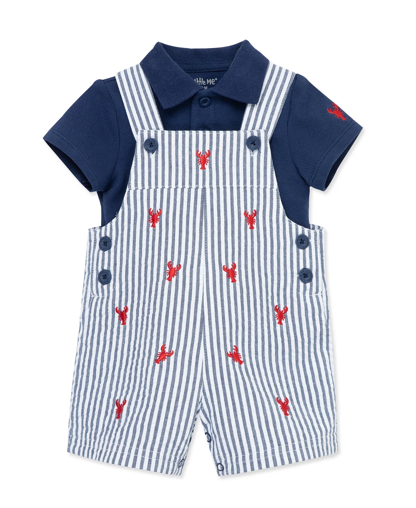 Navy Striped Lobster Shortall & Navy Polo