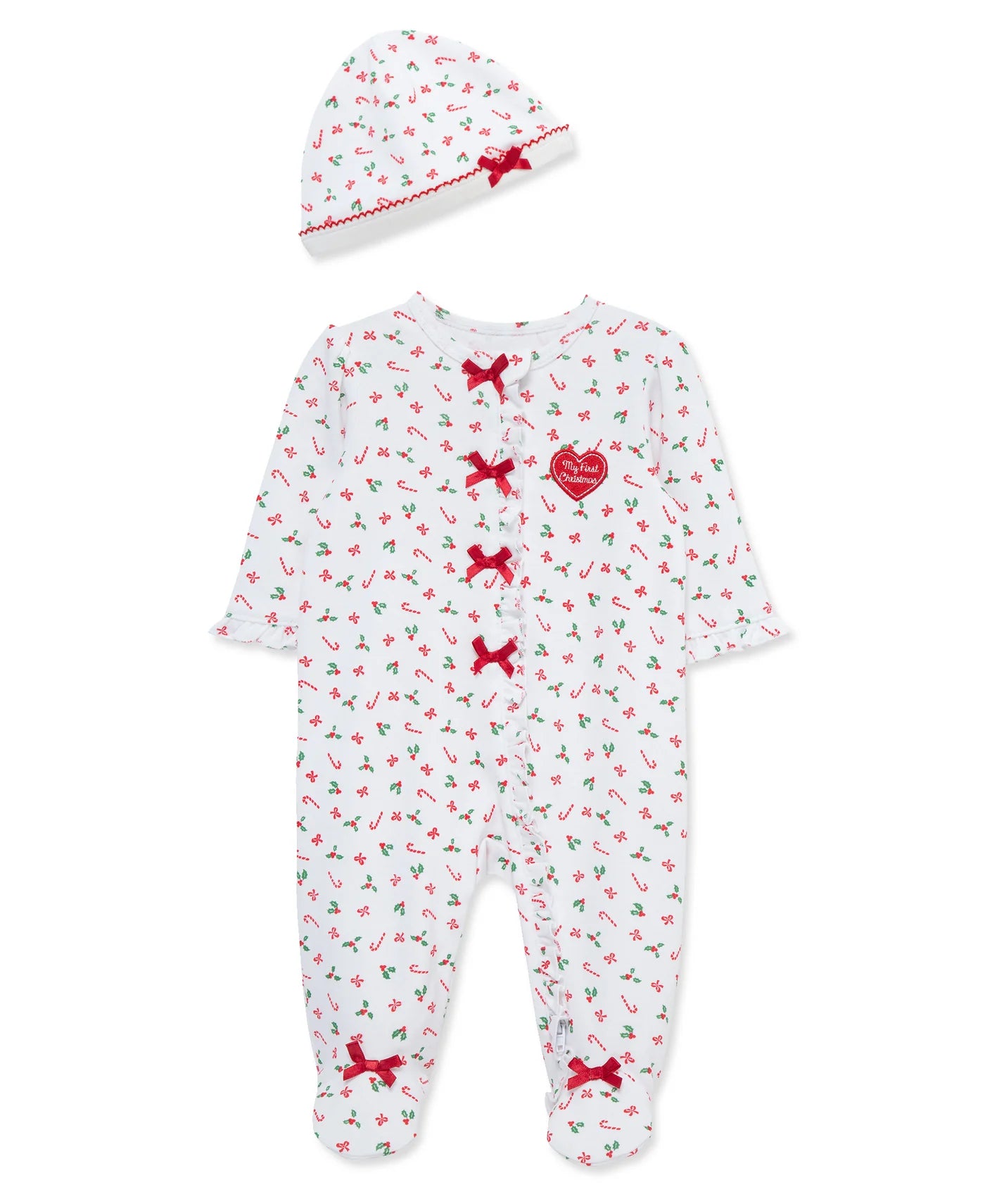 Candy Canes and Bows Footie