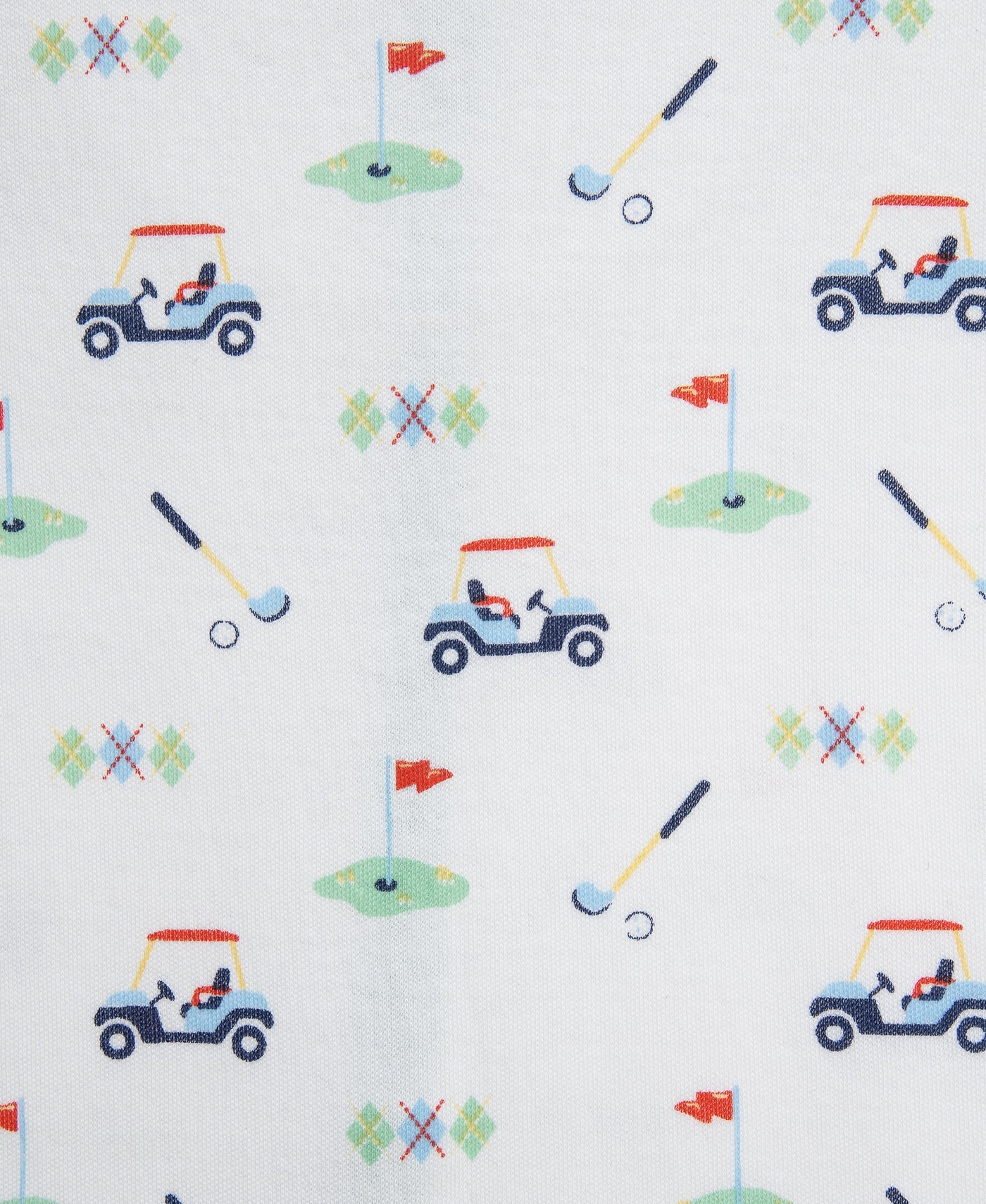 Golf Print Snap Romper w Green Trim