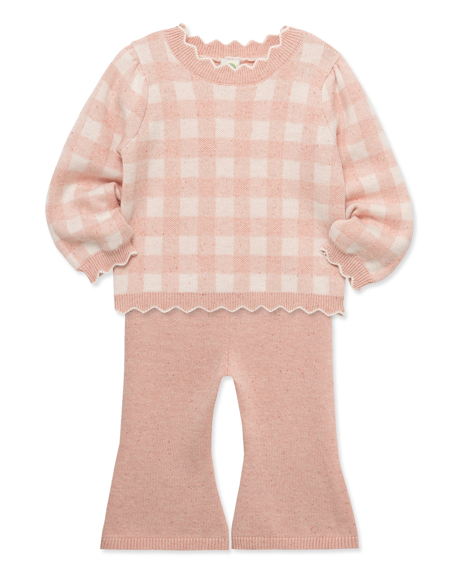Pink Gingham Sweater Set