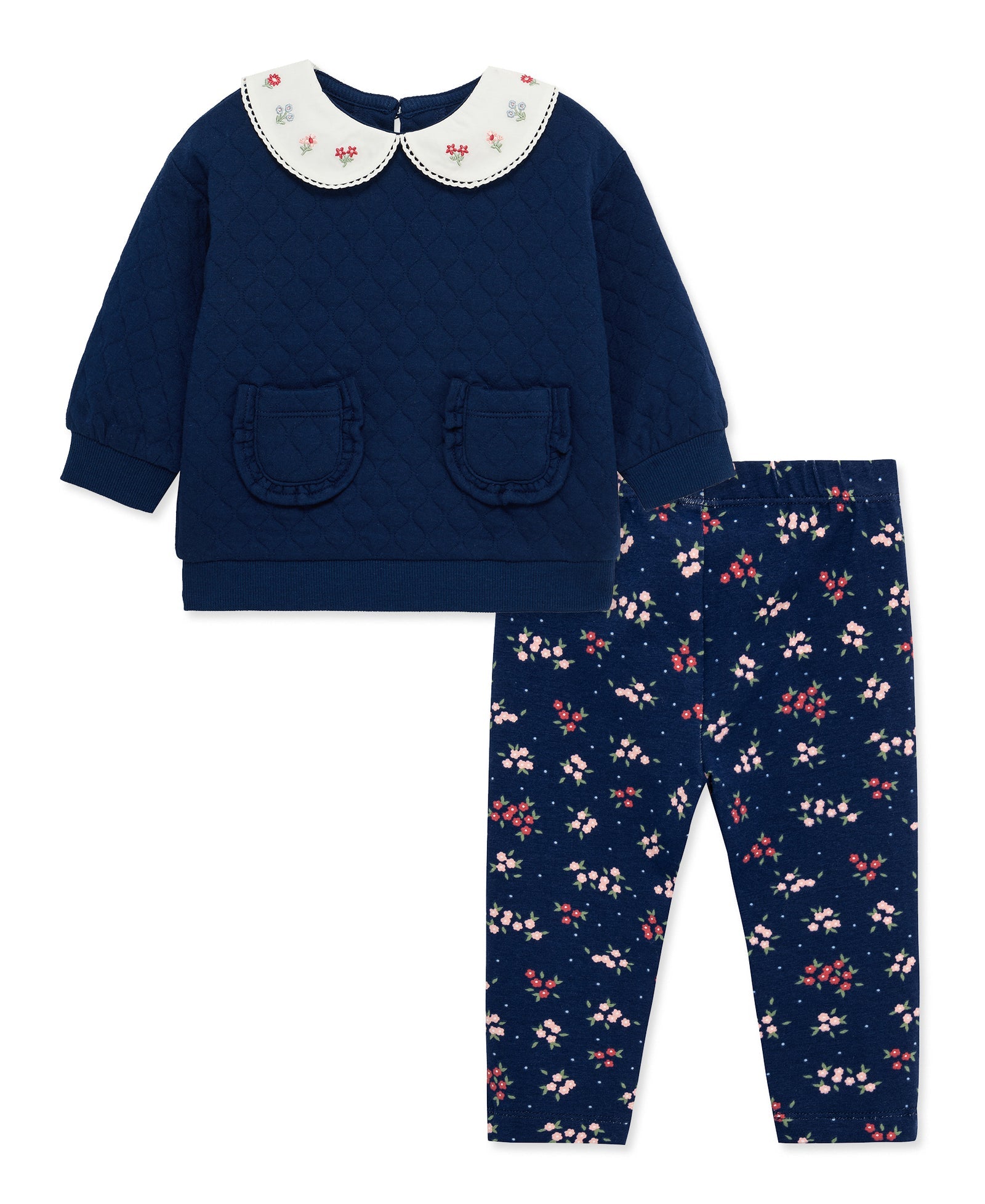 Navy Floral Sweatshirt Set