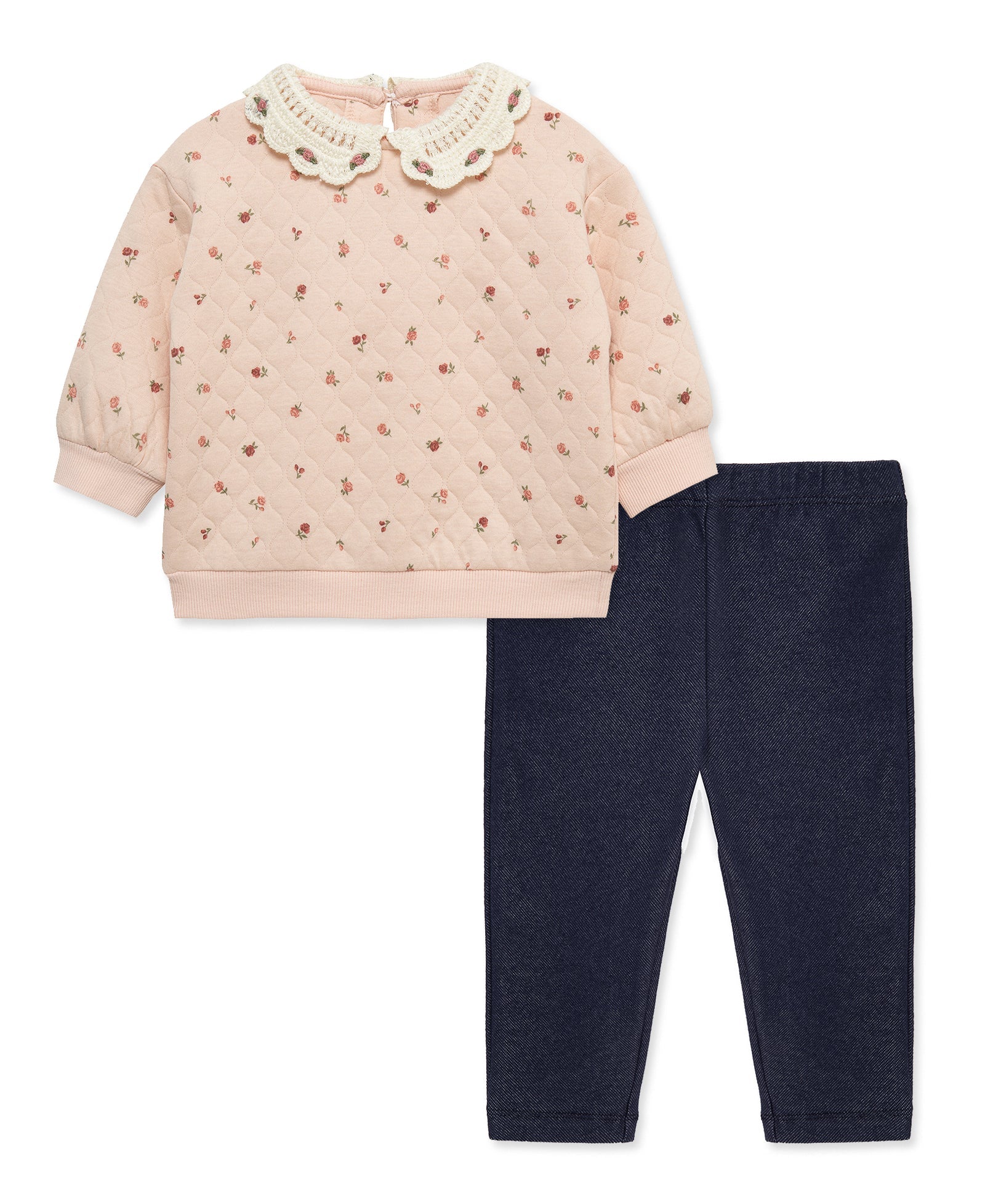 Rose Quilted Sweatshirt Set