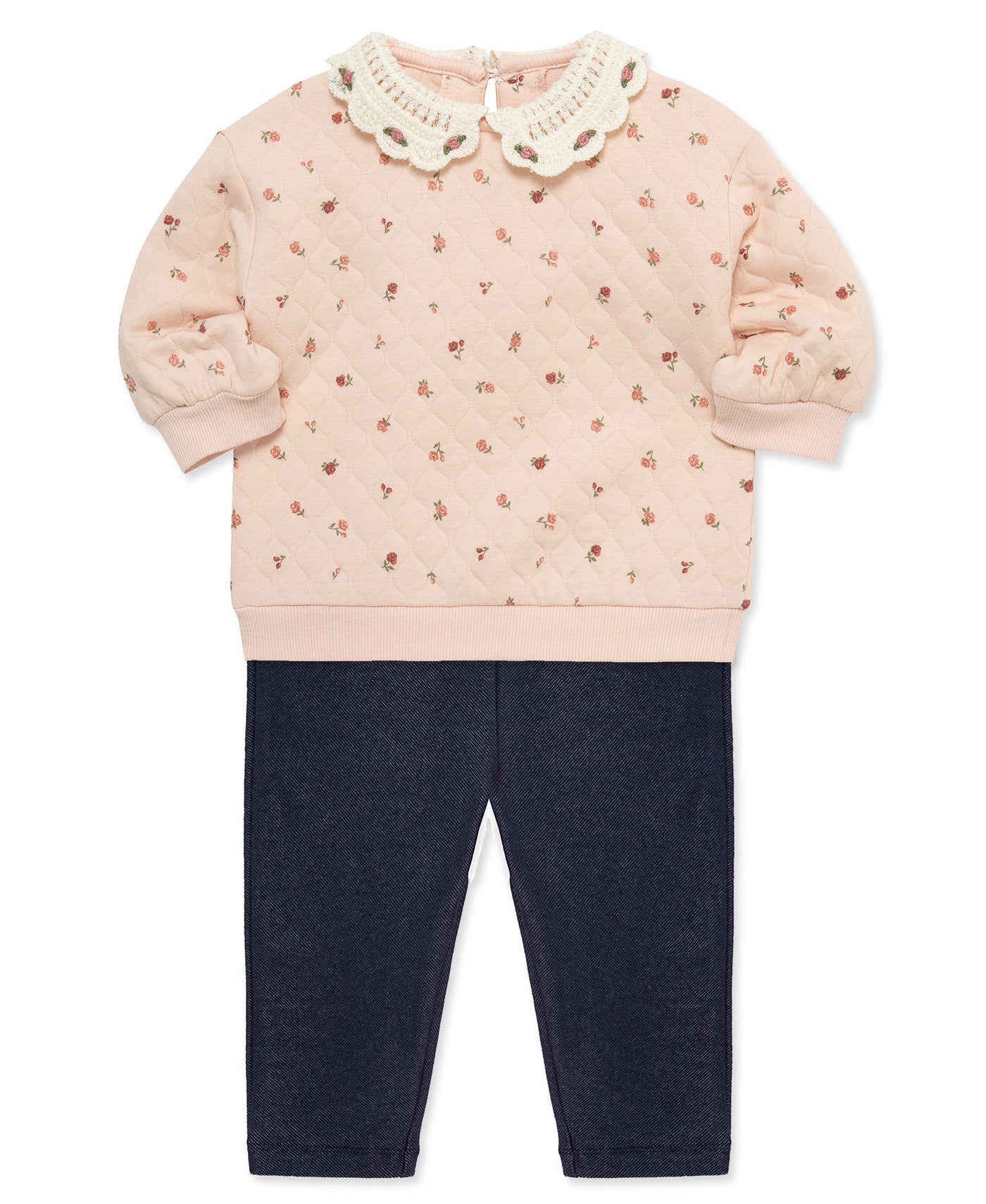 Rose Quilted Sweatshirt Set