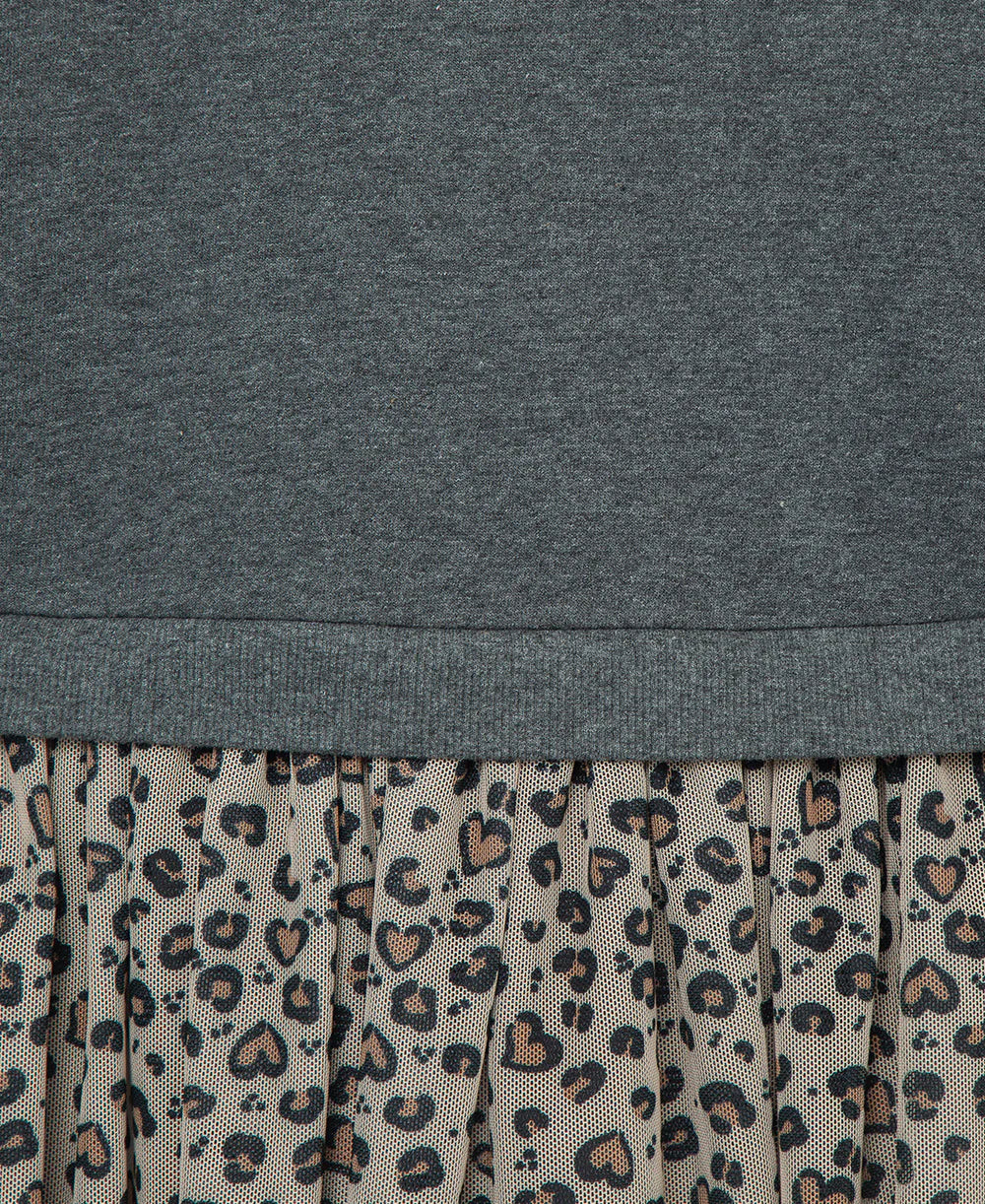 Grey Leopard Sweatshirt 2pc Pant Set