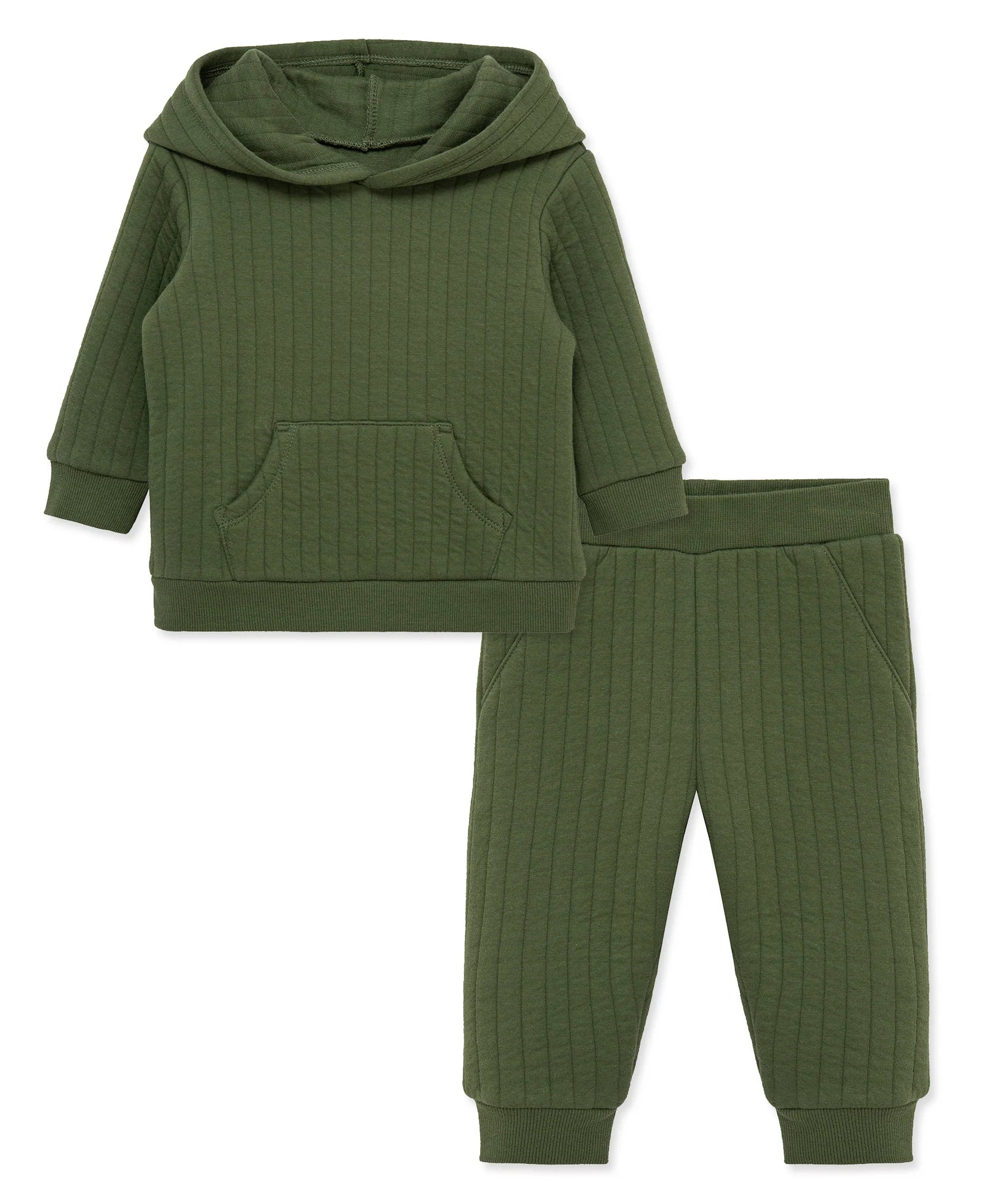 Green Quilted Sweatshirt Set