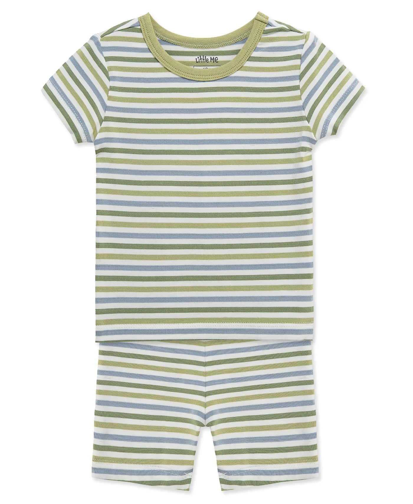 Olive Stripe SS PJ Shorts Set