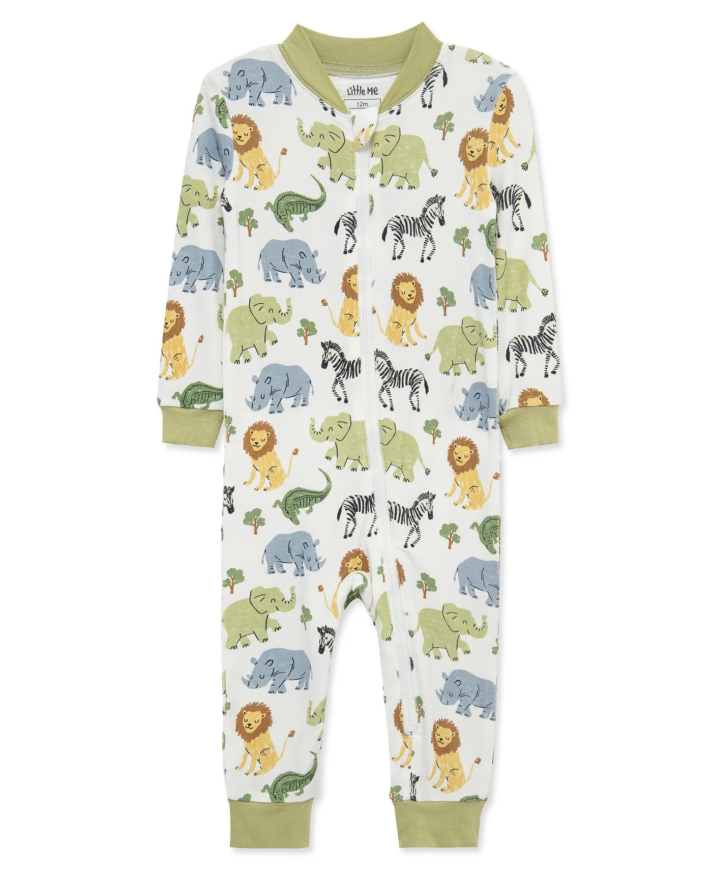 Olive Trim Safari Print Zip Coverall