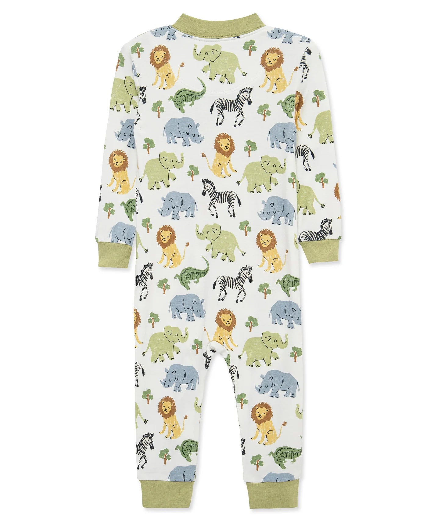 Olive Trim Safari Print Zip Coverall