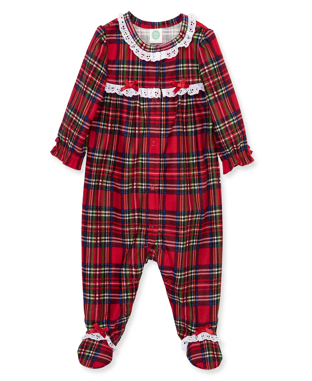 Plaid Ruffle Christmas Footie