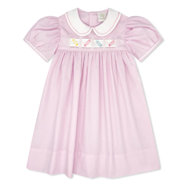Ruth Ribbon Dress - Baby Pink Minigingham