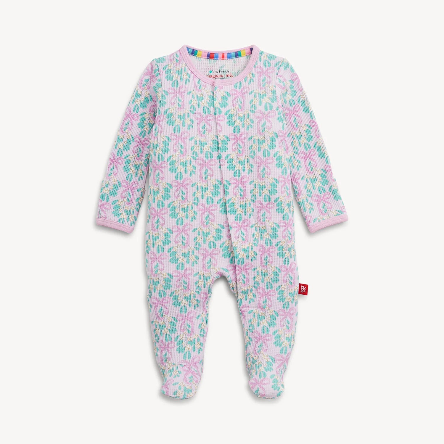 Magnetic Mistle Bow Waffle Footie