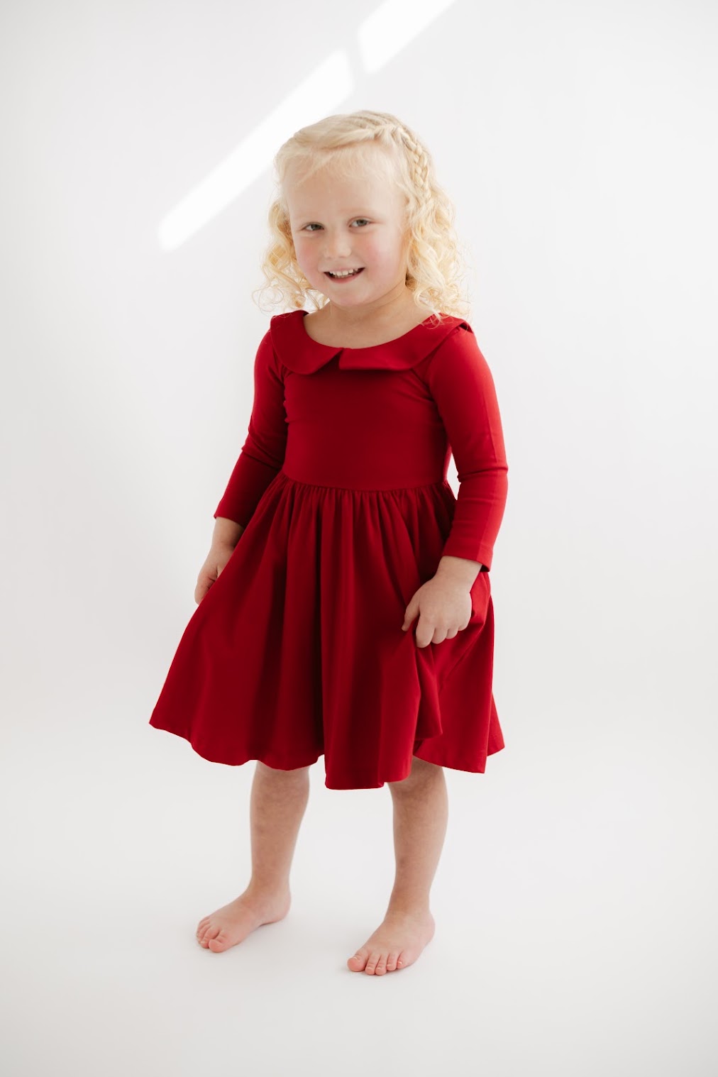 Classic Red Collared Twirl Dress
