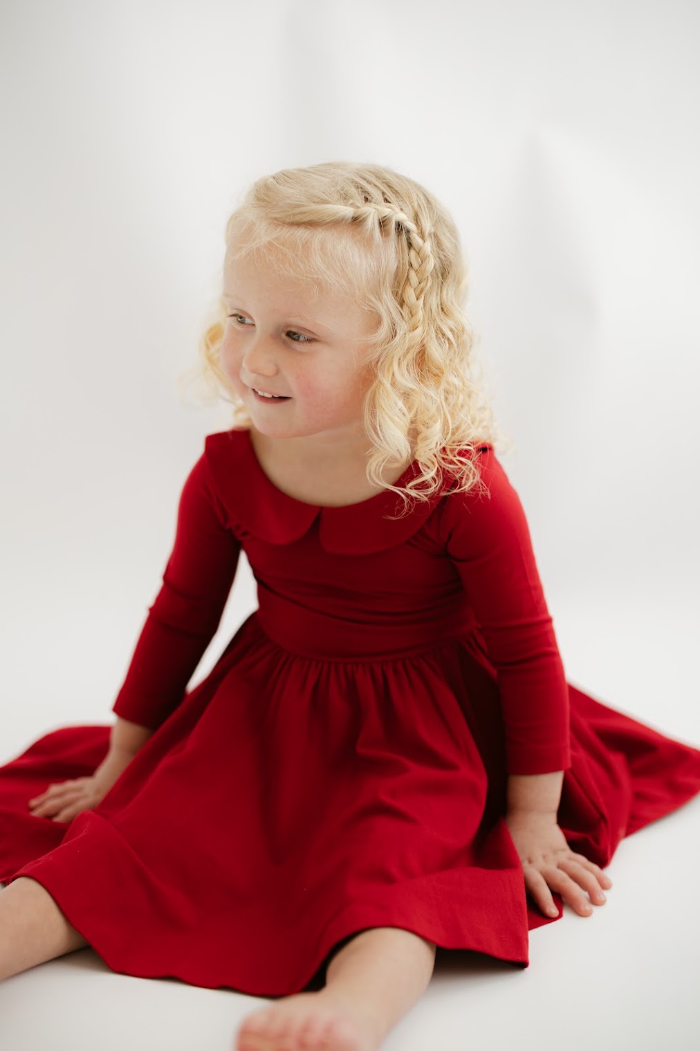 Classic Red Collared Twirl Dress