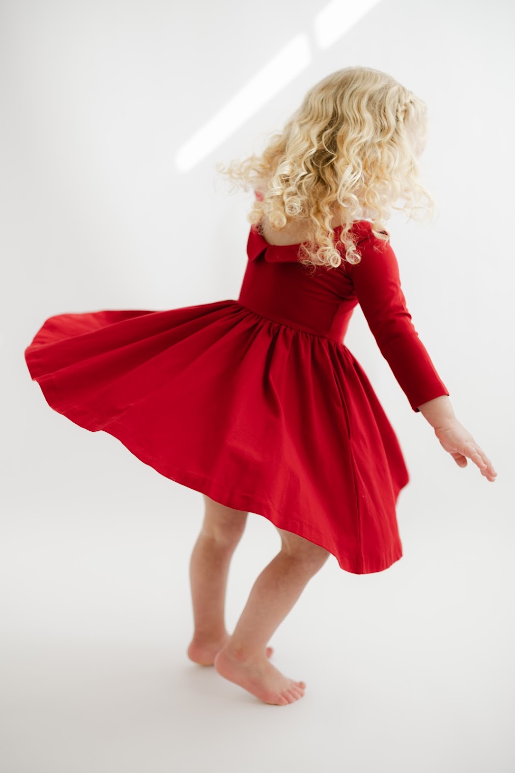 Classic Red Collared Twirl Dress