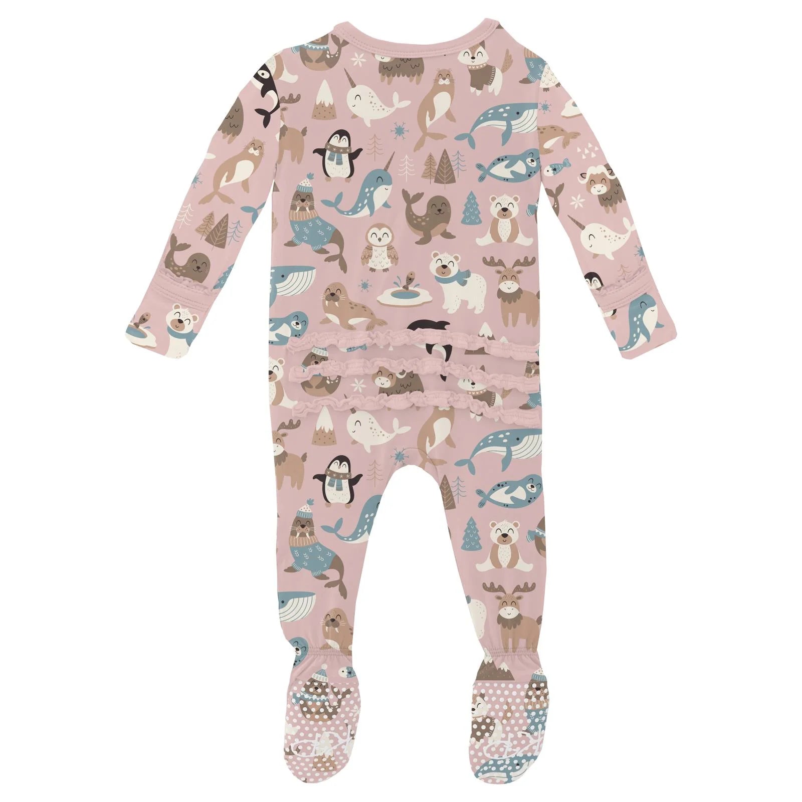 Baby Rose Arctic Animals 2-Way Zip Footie