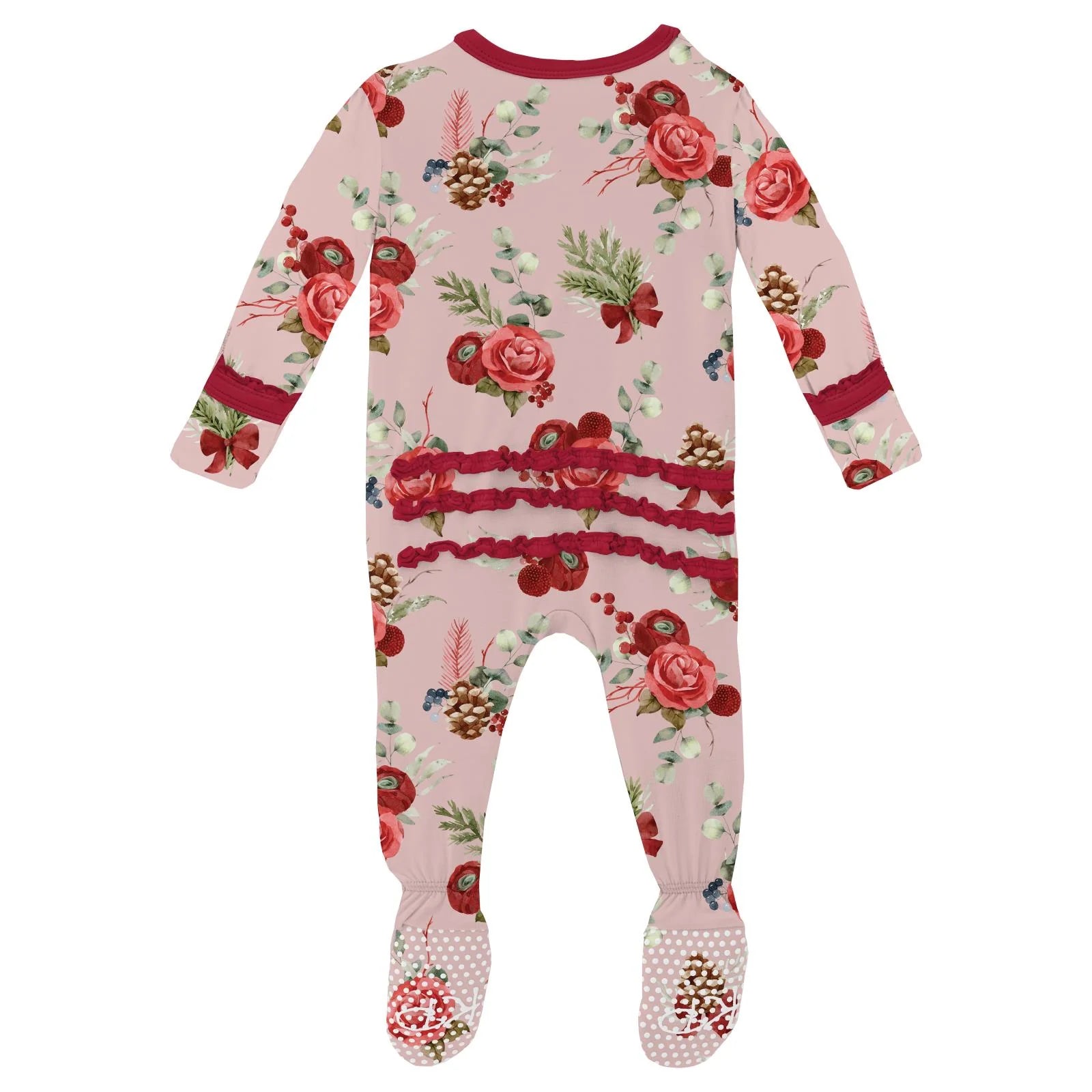 Baby Rose Holiday Floral 2-Way Zip Footie
