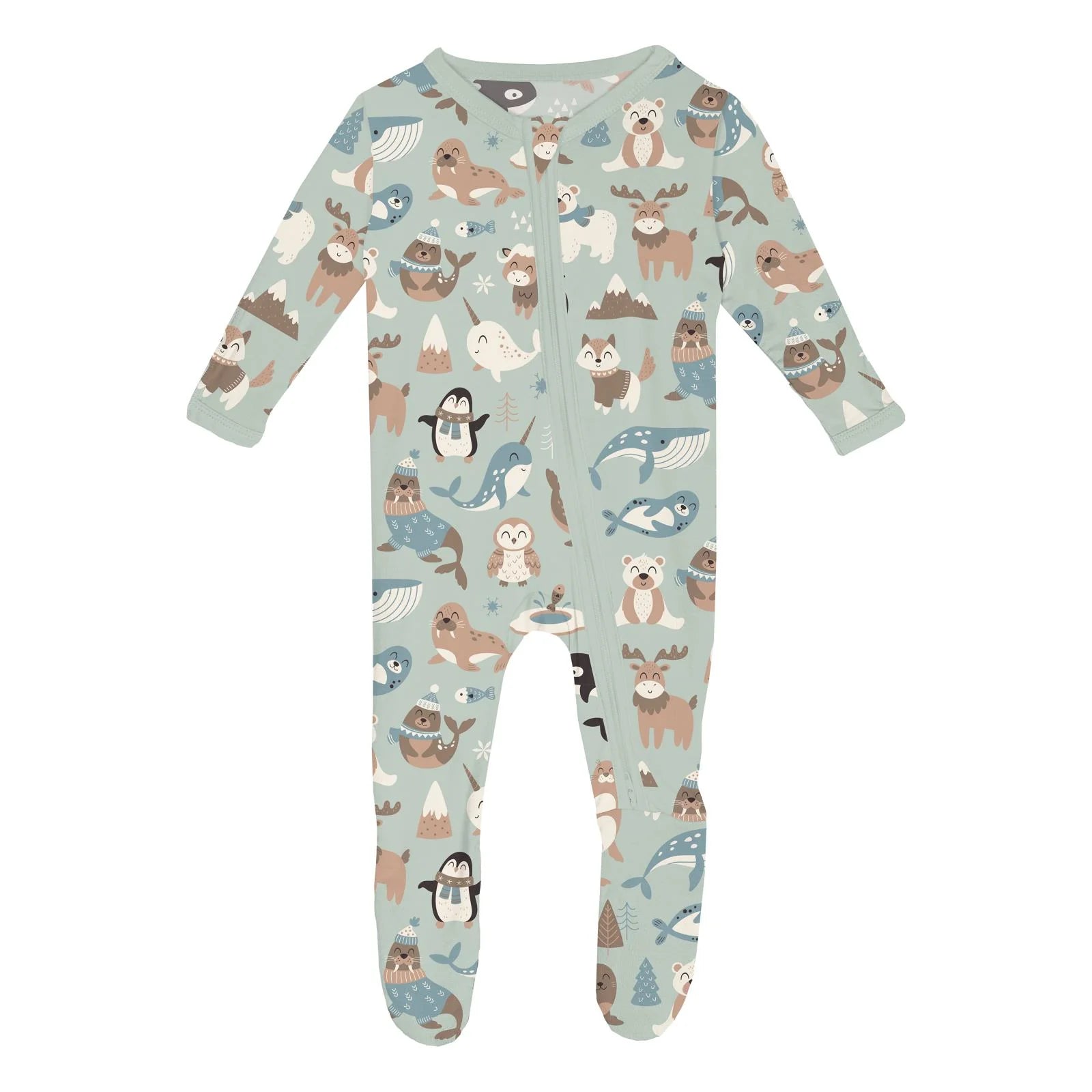 Aloe Arctic Animals Print 2-Way Zip Footie